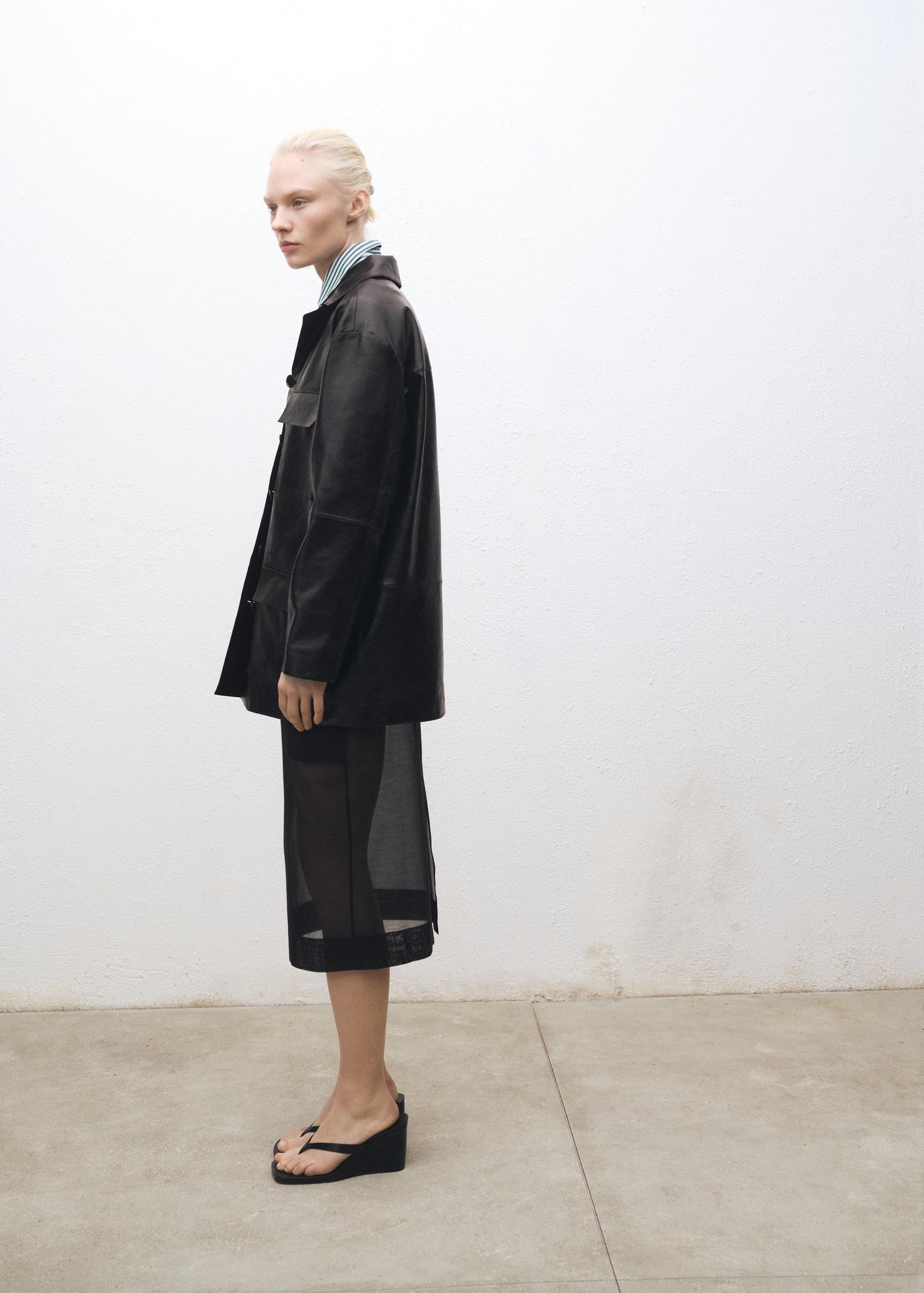 Semi-transparent silk midi-skirt - Women | MANGO USA Product Image