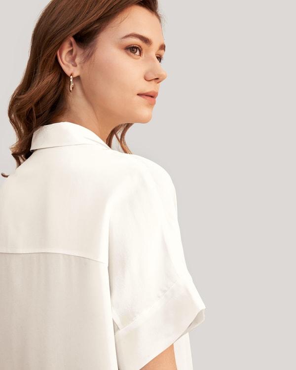 Casual Short Sleeves Loose Silk T-Shirt Product Image