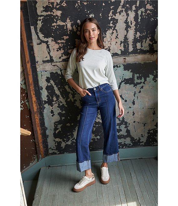 Dear John Holly Stretch Denim High Rise Cropped Wide Leg Jeans Product Image