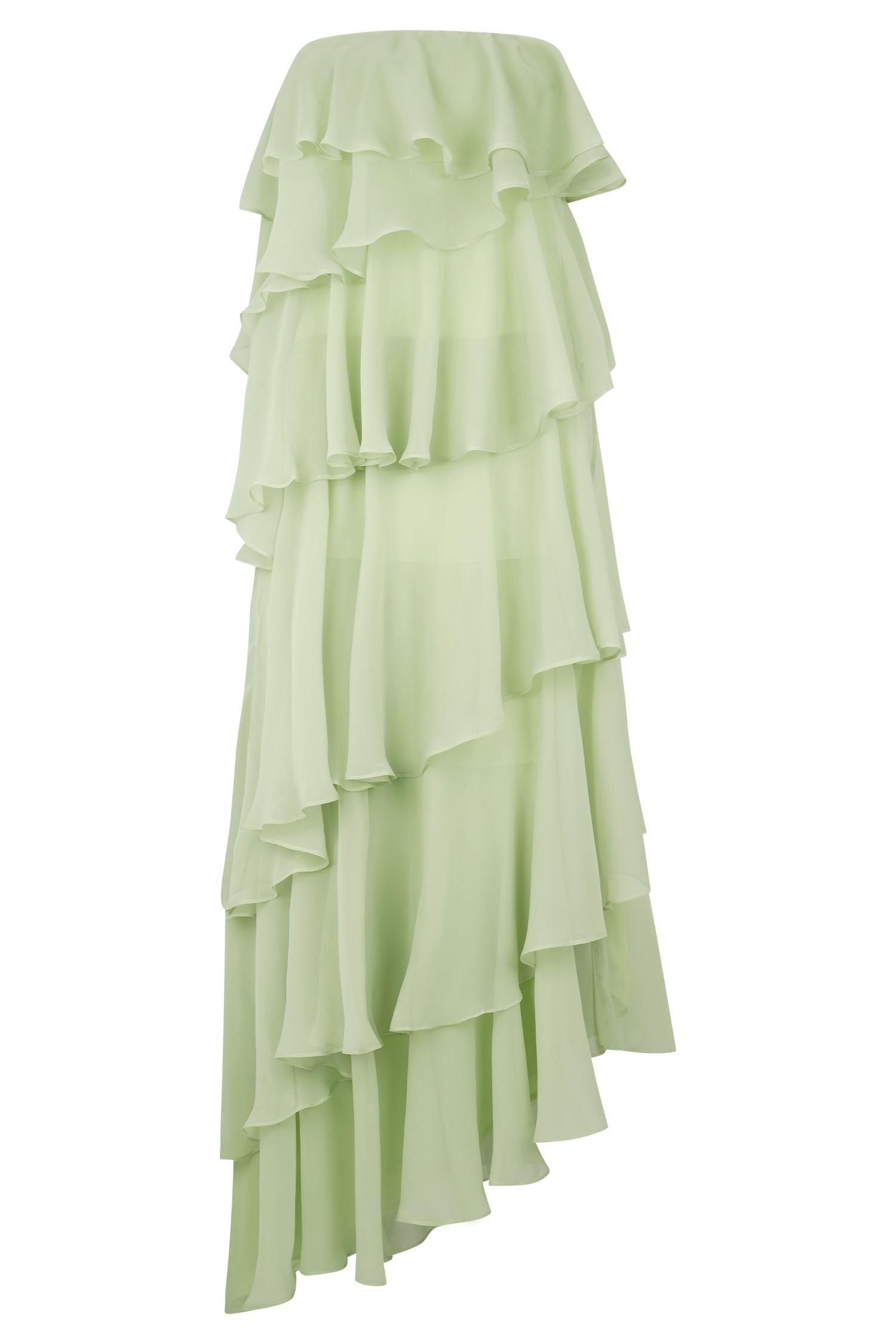 Alexa Ruffle Chiffon Maxi Dress - Pastel Lime Product Image