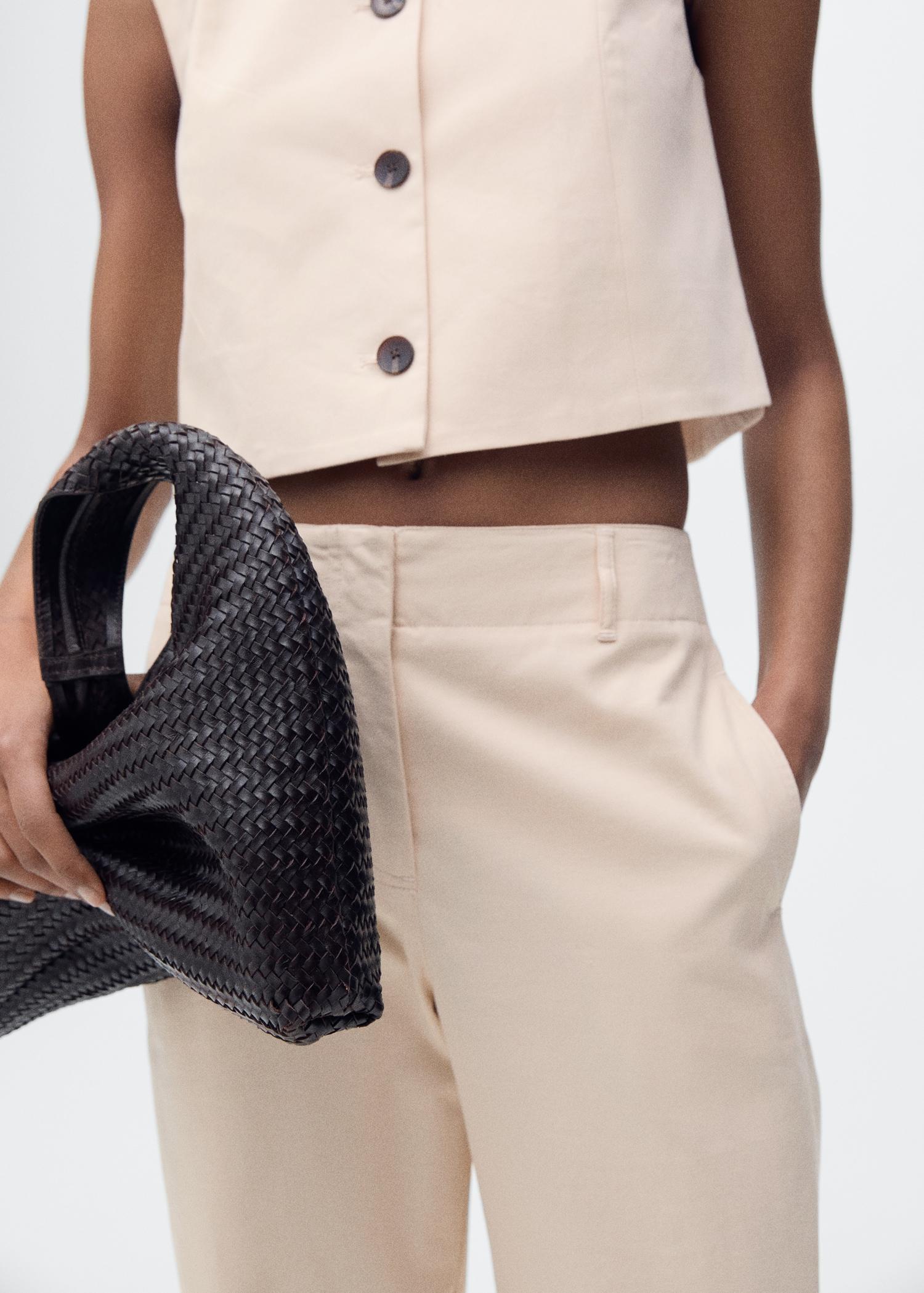 Mid-rise straight-fit cotton pants - Women | MANGO USA Product Image