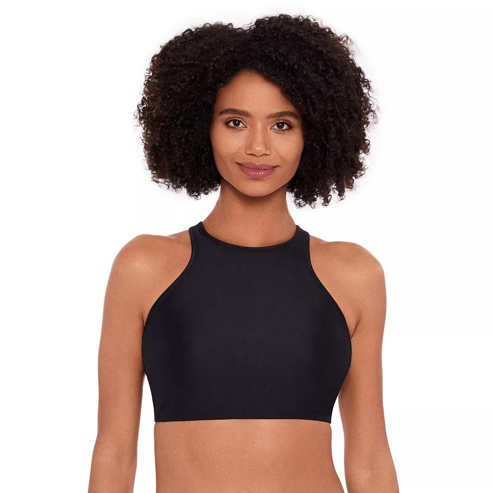 Women's Eco Beach Strappy Back Longline Bikini Top, Size: Medium, Black Product Image