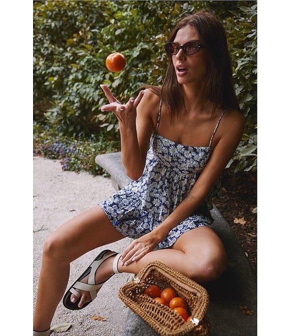 Free People Mia Ditsy Daisy Print Square Neck Sleeveless Peplum Coordinating Tank Top Product Image