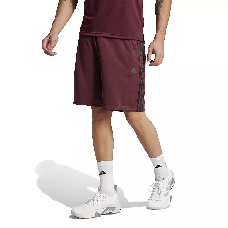 Mens adidas Train Essentials Piqu 3-Stripes Training Shorts Red Product Image