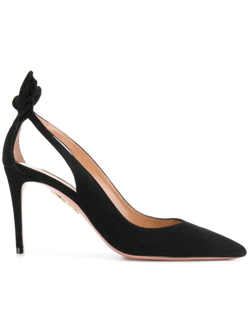 AQUAZZURA Bow Tie 85 Suede Pumps In Black Product Image