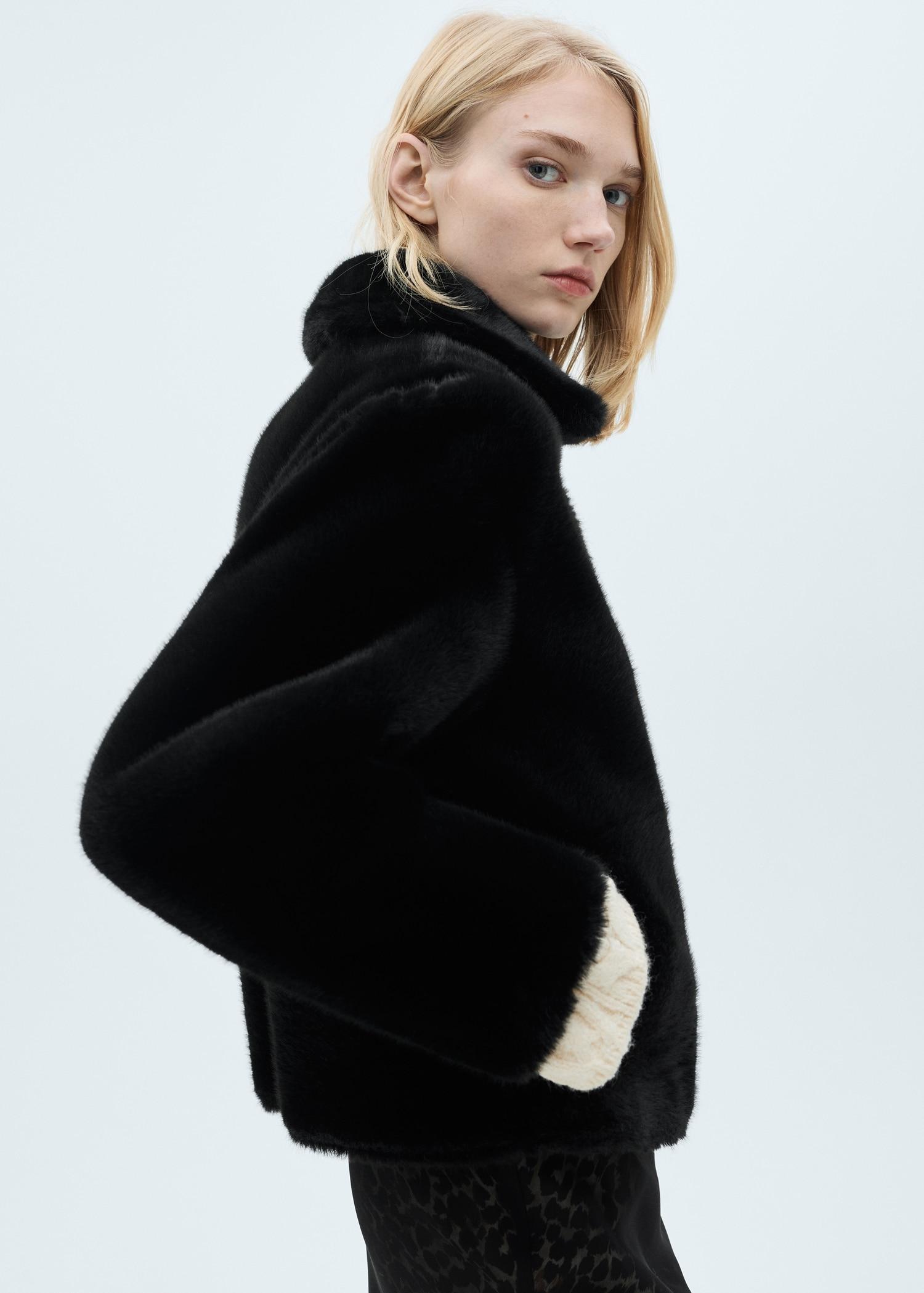 Double-sided leather-effect jacket with pockets - Women | MANGO USA Product Image