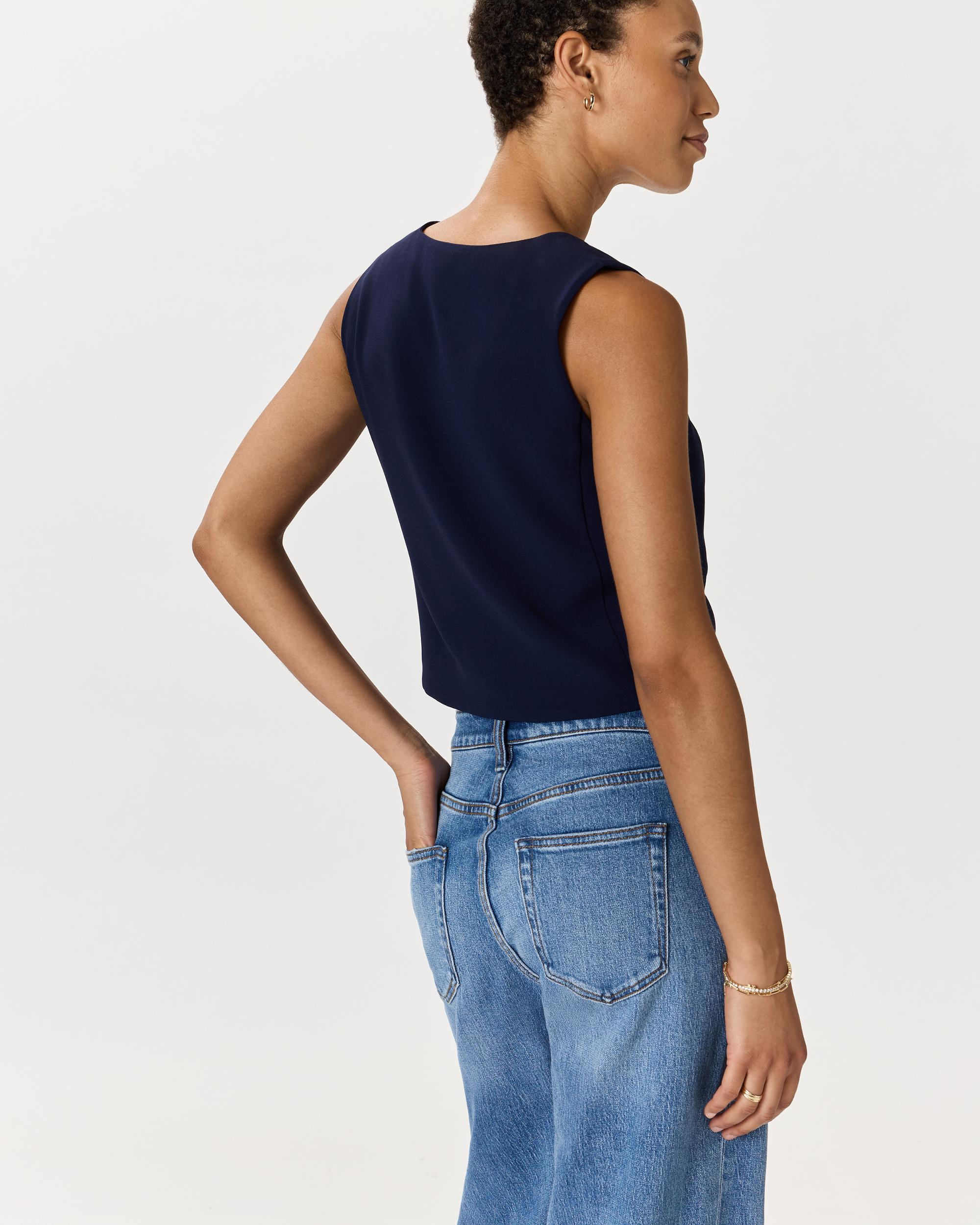 Quince | Women's Fluid Crepe Vest Size XS, Recycled Polyester Product Image