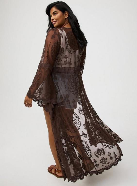 Embroidered Lace Mesh Kimono Product Image