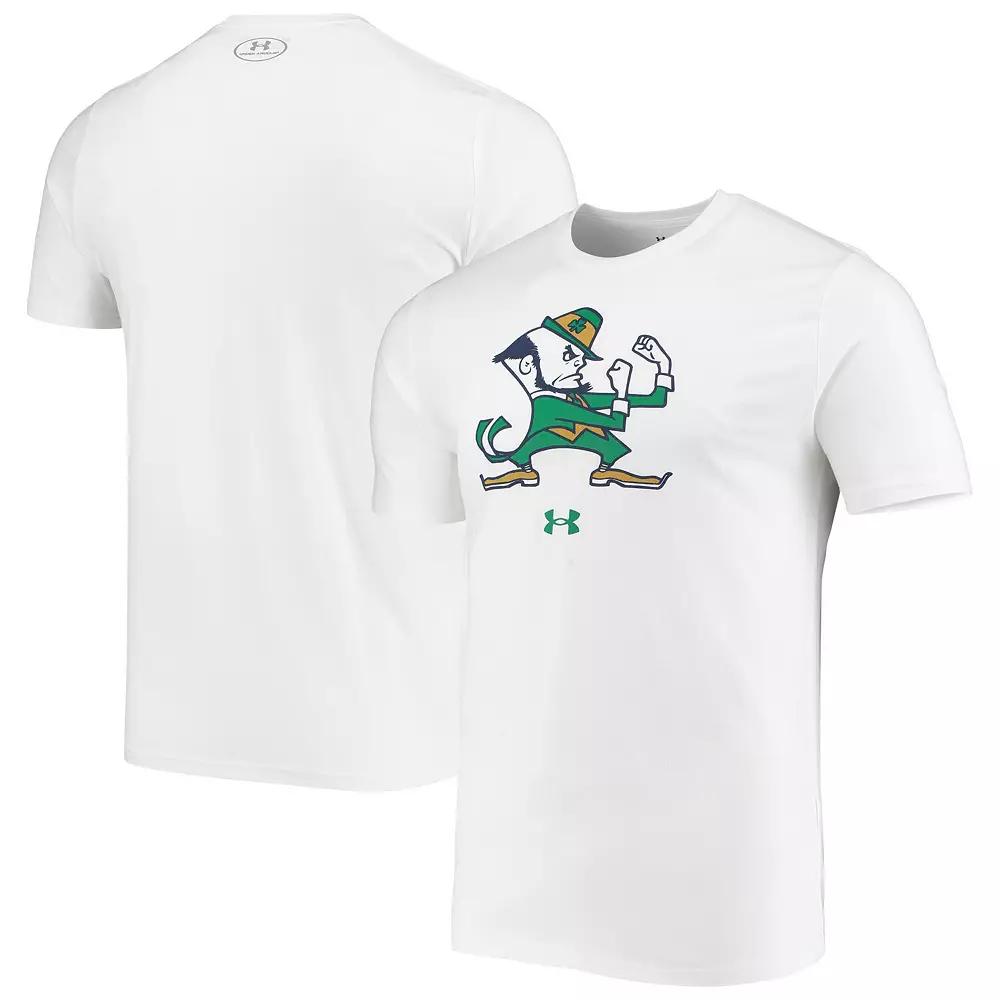 Men's Under Armour White Notre Dame Fighting Irish Mascot Logo Performance Cotton T-Shirt, Size: Small Product Image