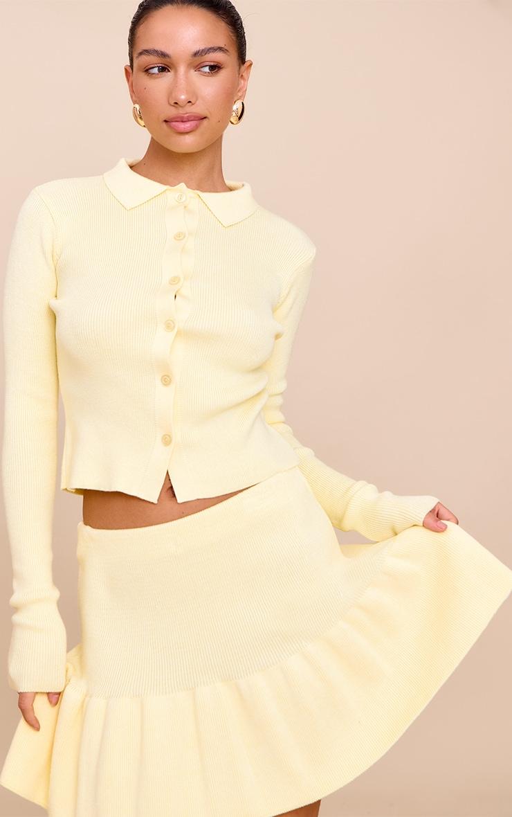 Yellow Knitted Pleated Skirt Product Image