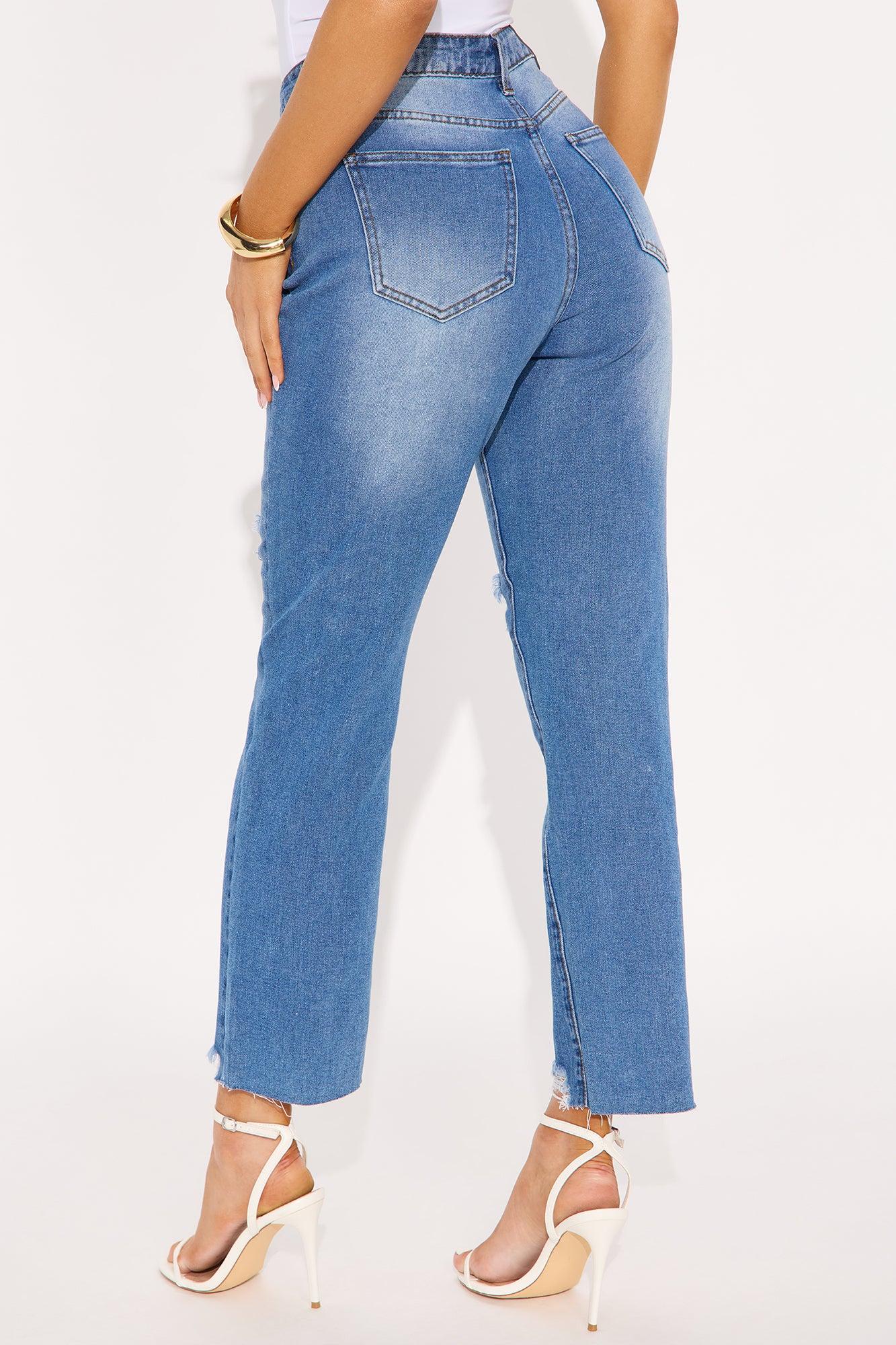 Straight Into It Ripped Straight Leg Jeans - Medium Wash Female Product Image