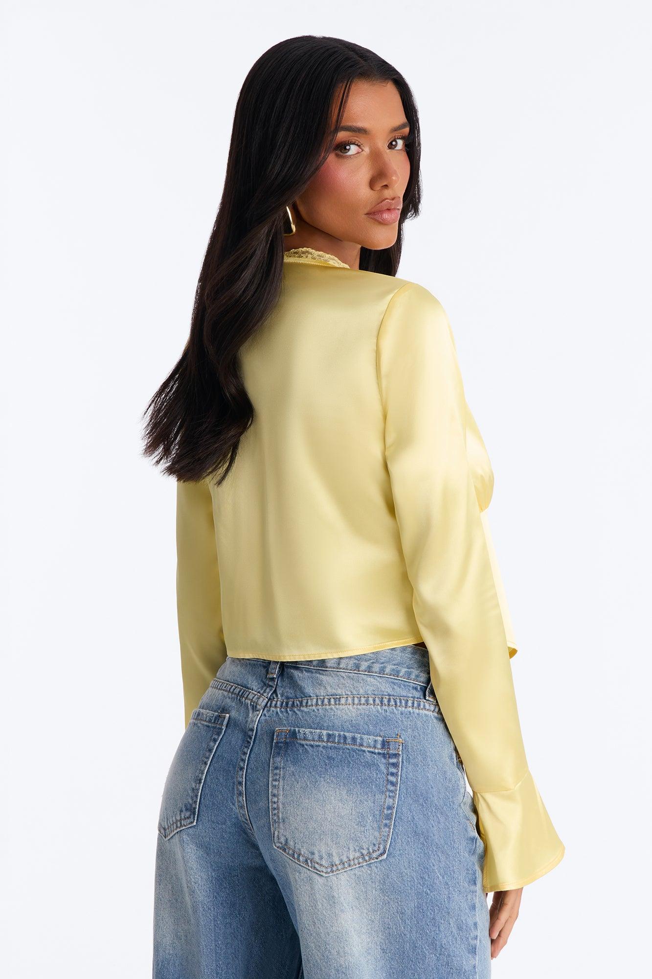 Gorgeously Beautiful Satin Top - Butter Yellow Female Product Image