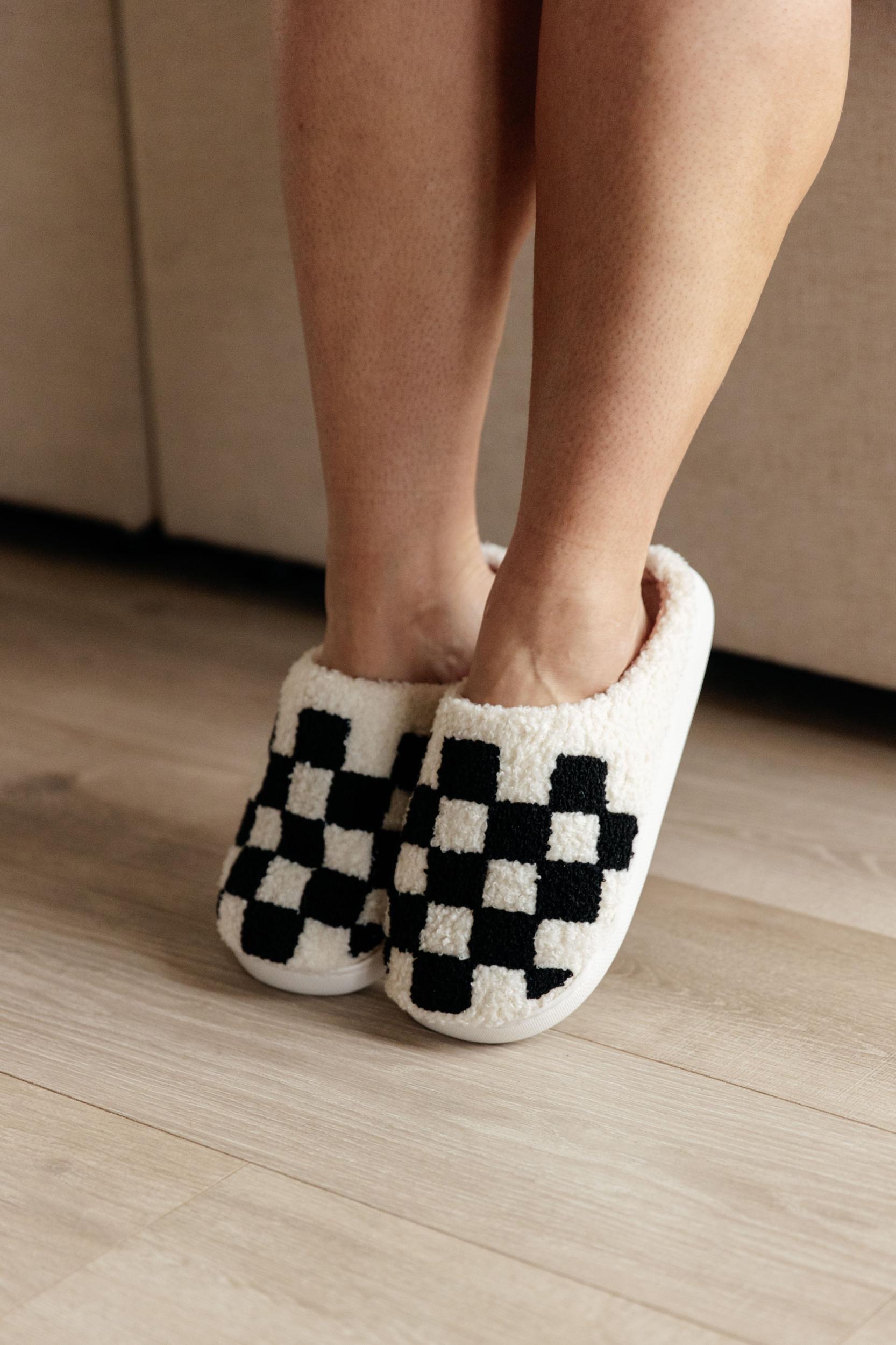 Checked Out Slippers in Black Product Image