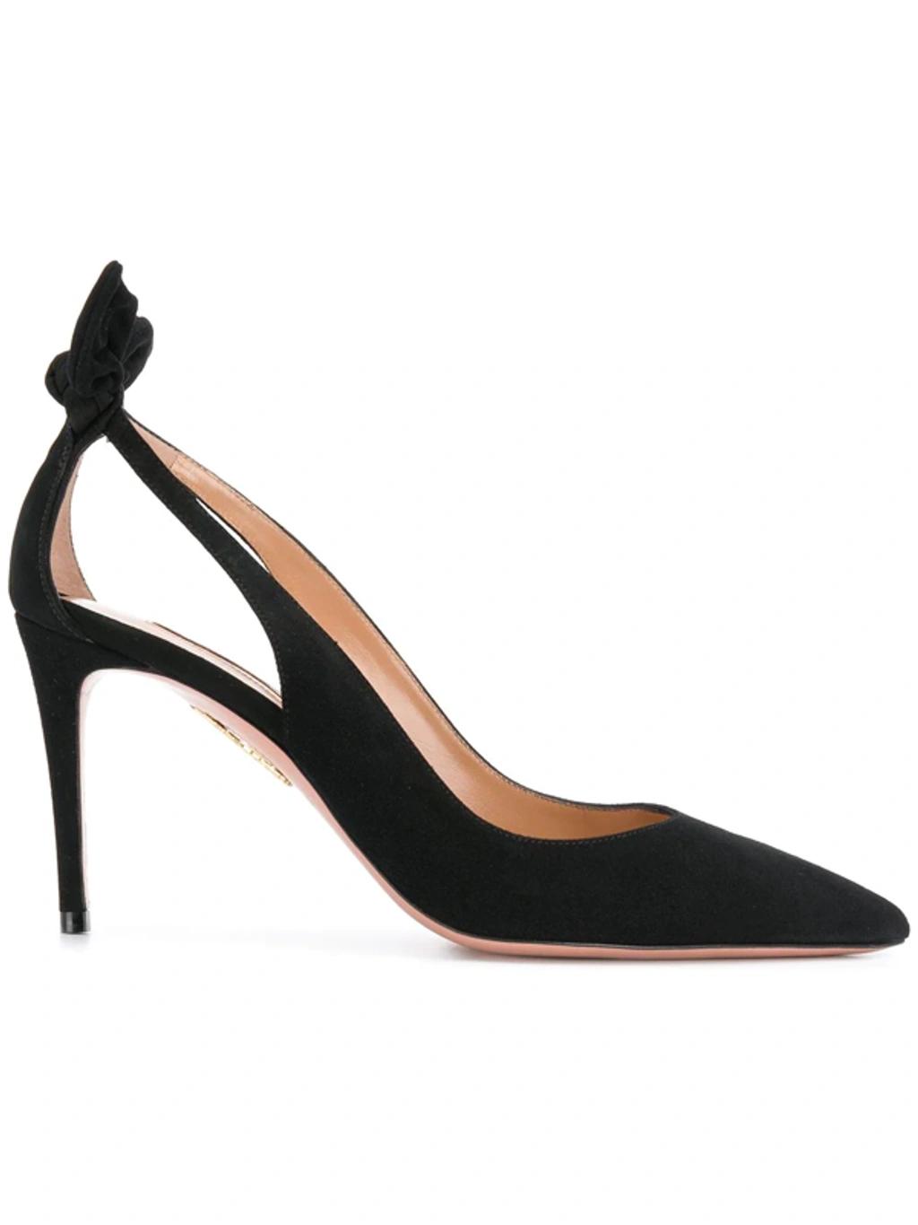 AQUAZZURA Bow Tie 85 Suede Pumps In Black Product Image