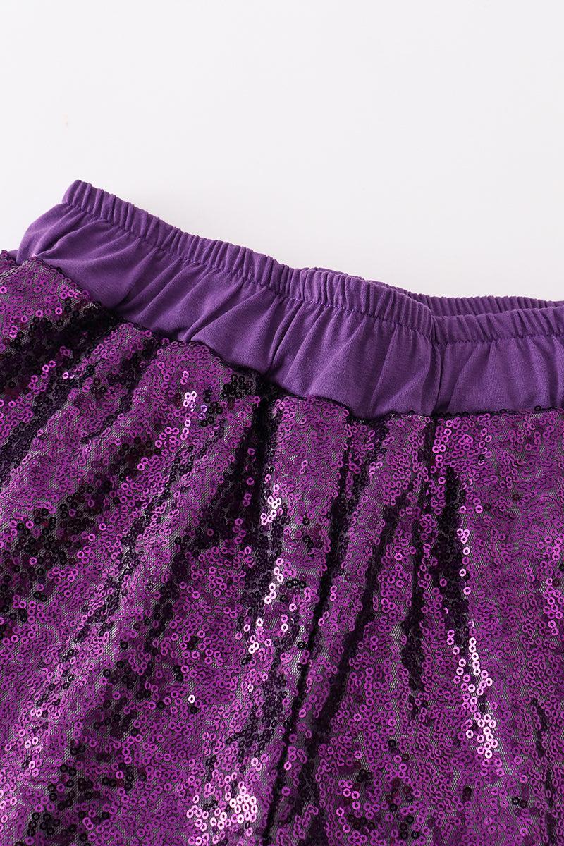 Purple sequin mardi gras mom&me skorts Product Image