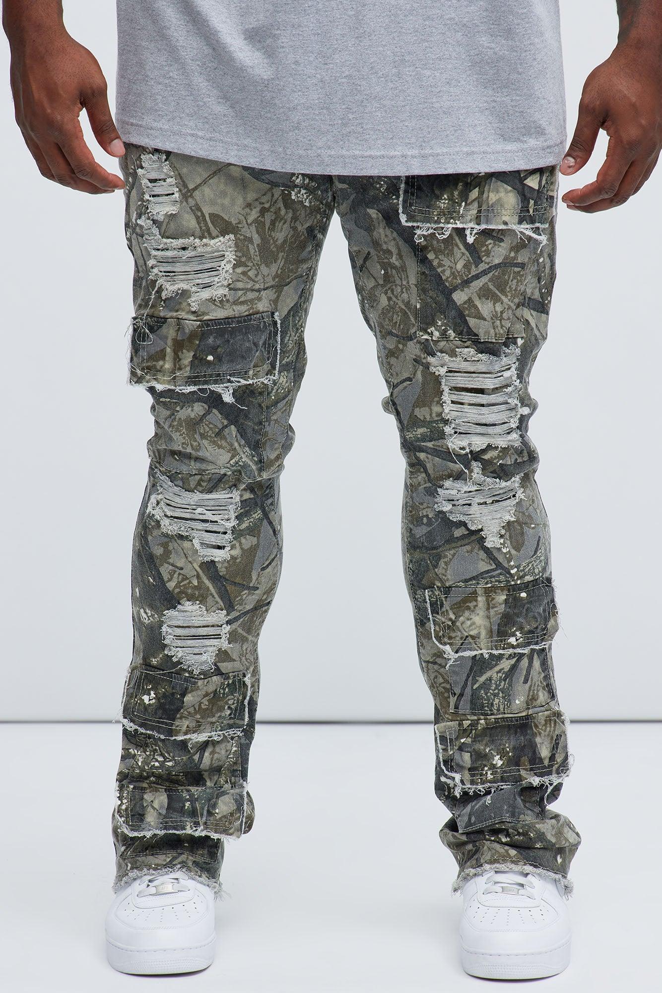 Get Started Cargo Stacked Skinny Flare Pants - Grey/combo Product Image