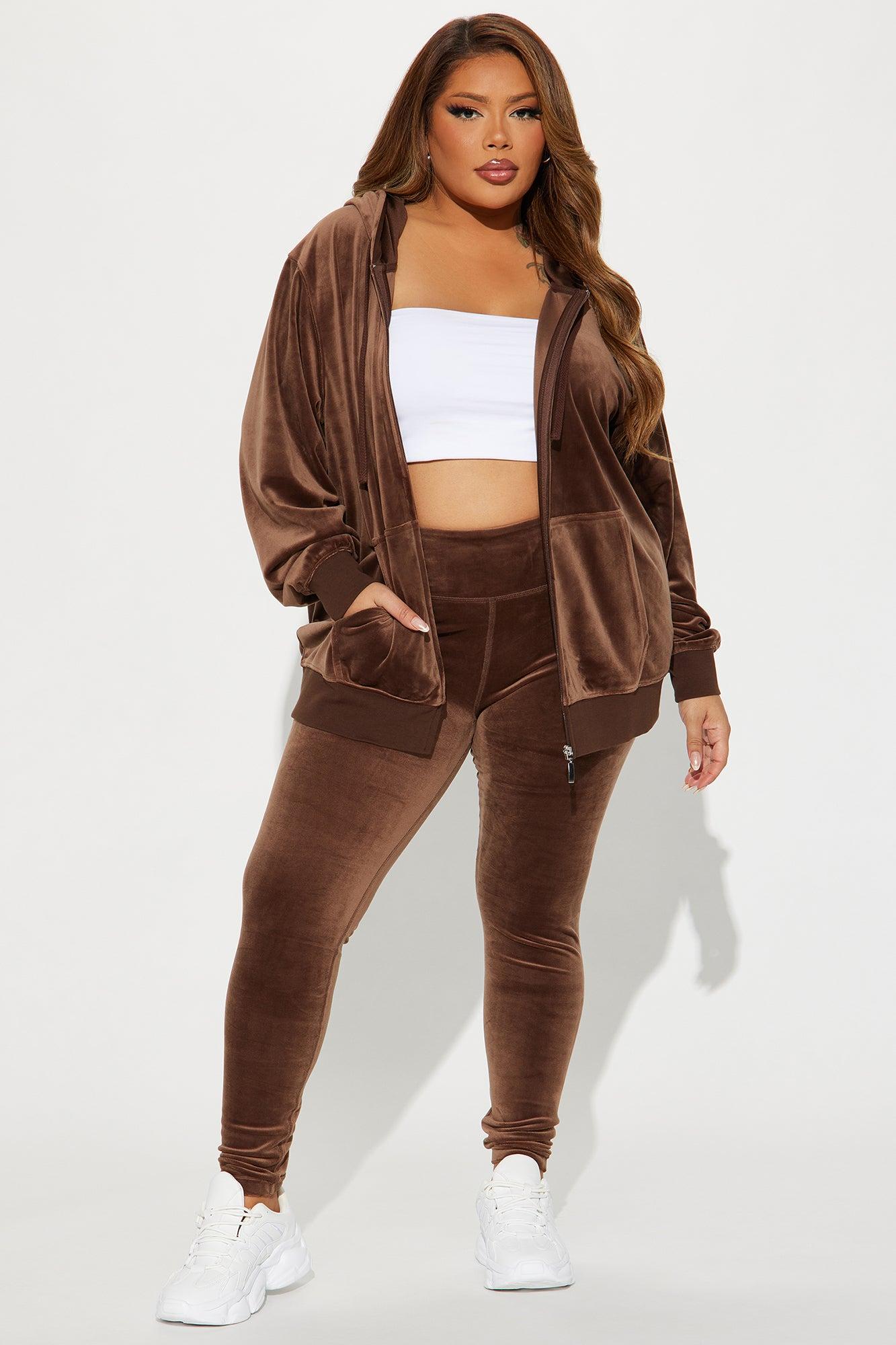 OG Friend Soft Velour Legging Set - Chocolate Product Image