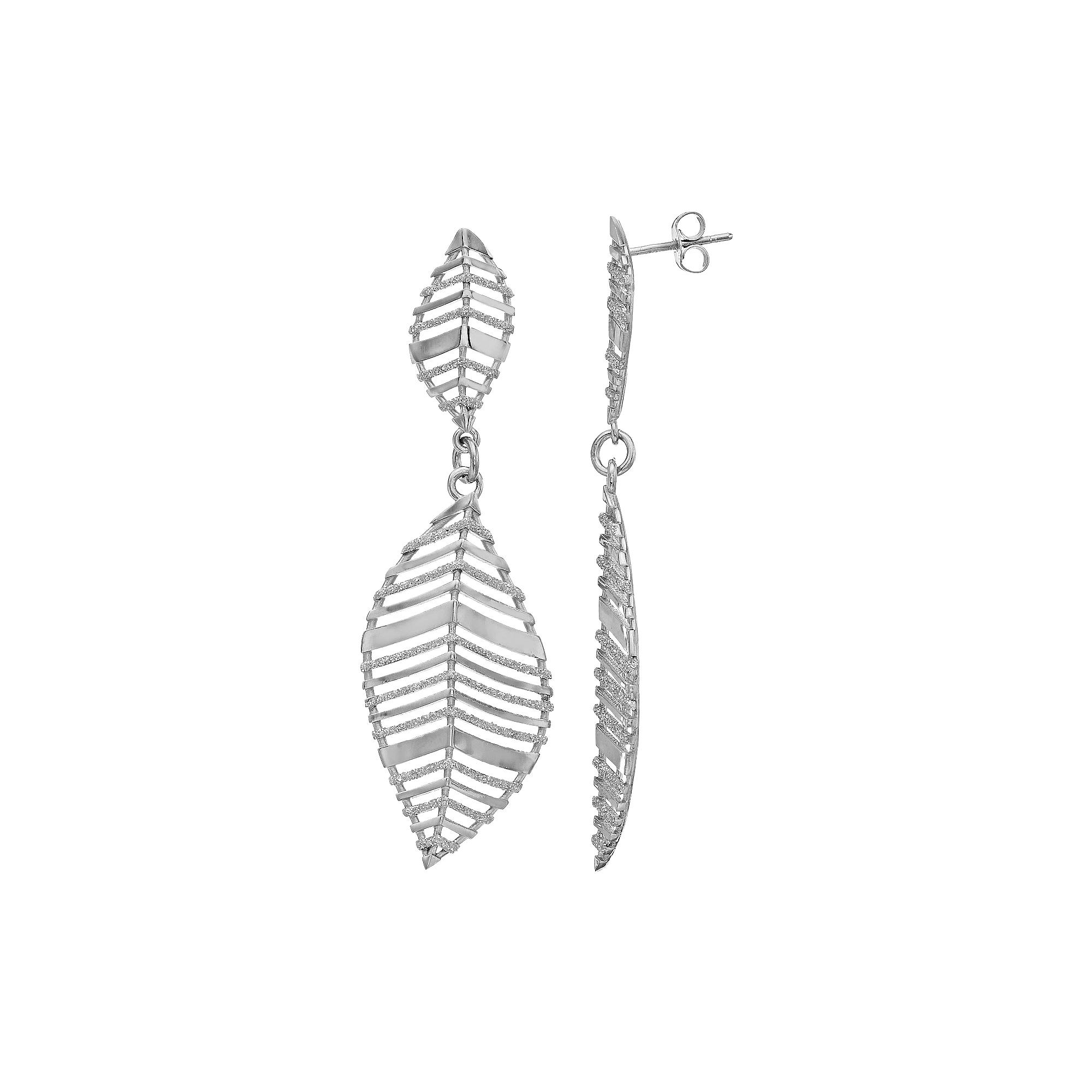Sterling Silver Leaf Dangle Earrings, Women's Product Image