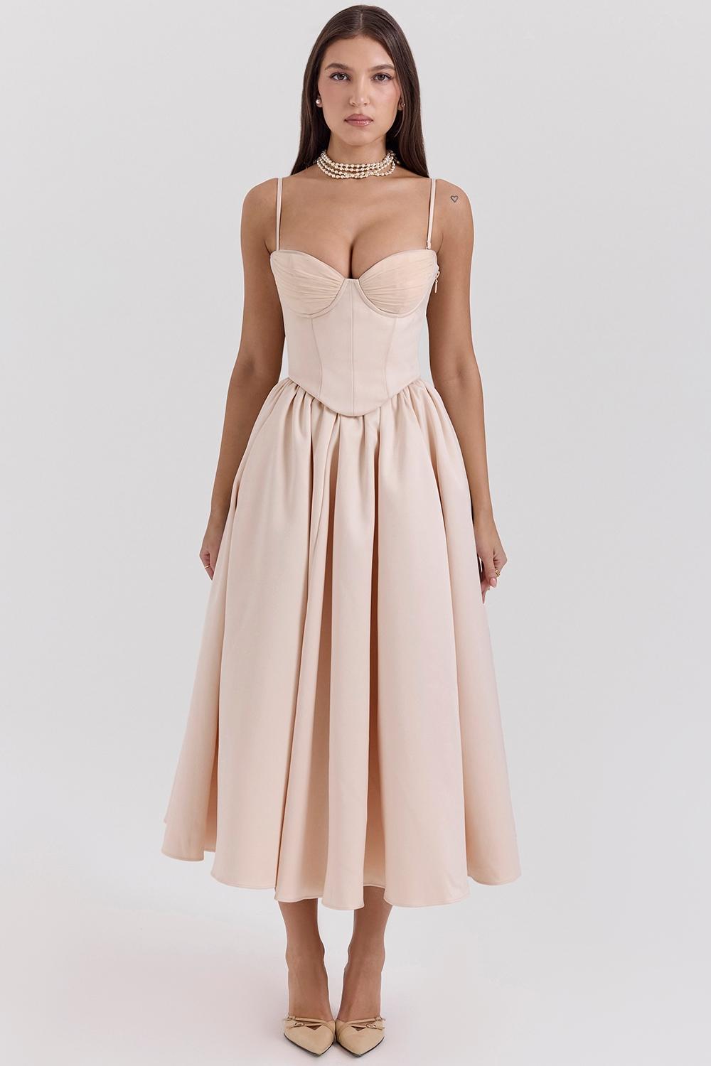 Perfect  peach satin corset and skirt - sale Product Image