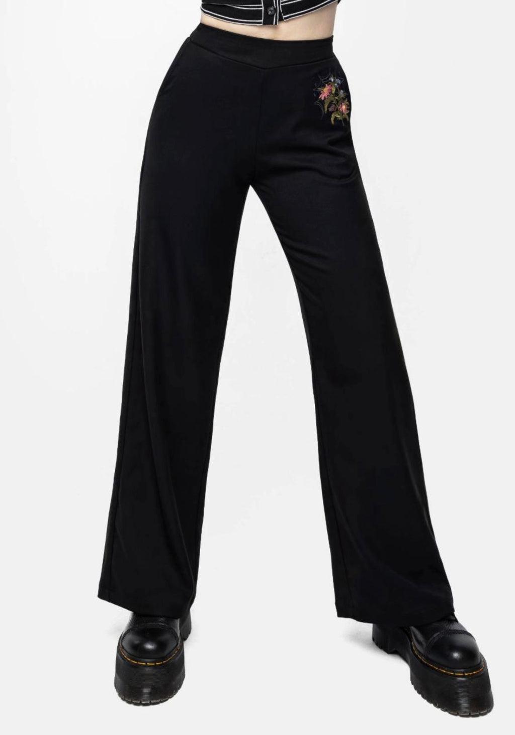 Cleome Floral Spiderweb Embroidered Trousers Product Image