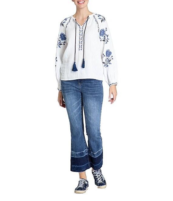 APNY Embroidered V-Neck Long Sleeve Top Product Image