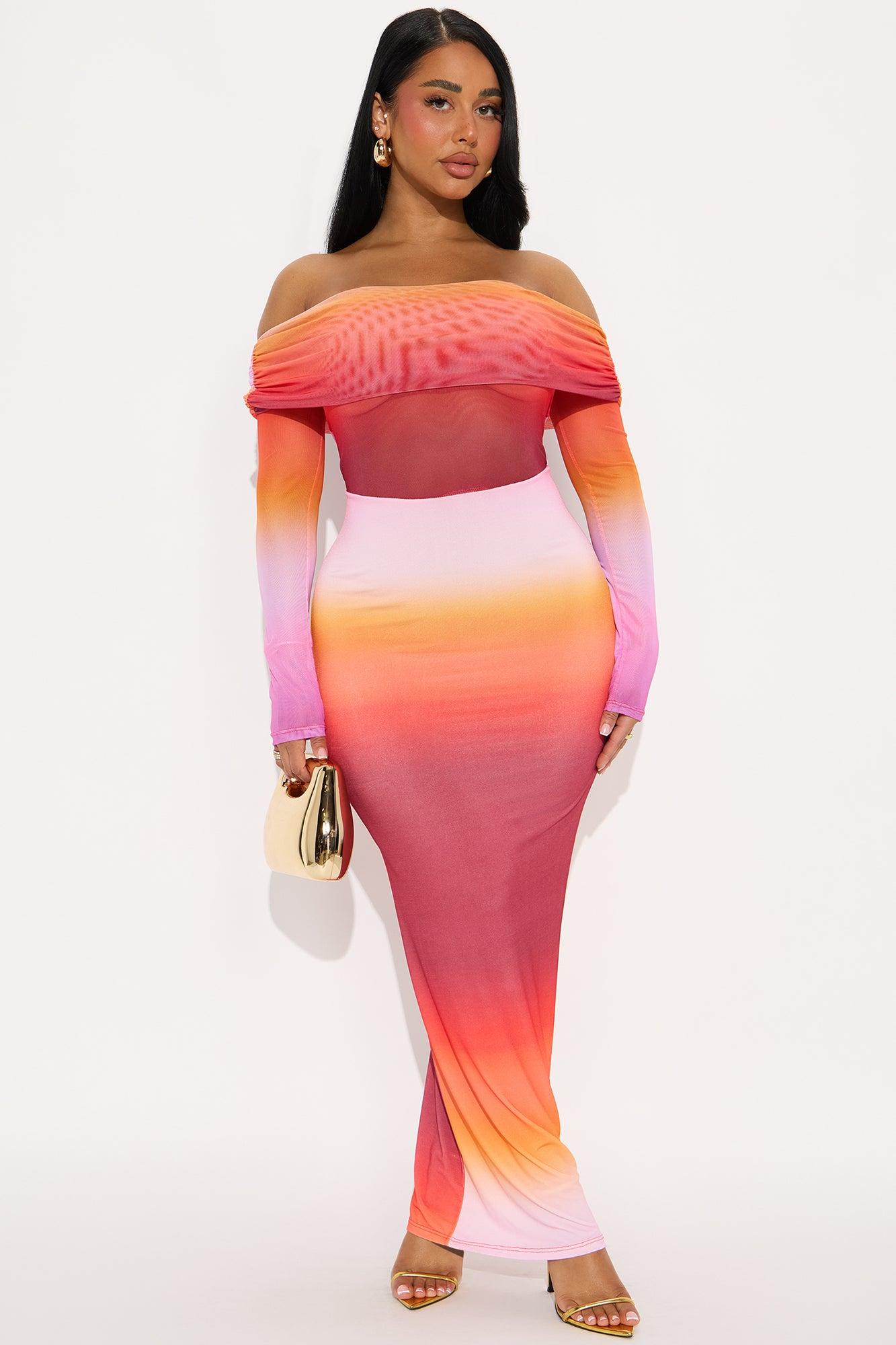 Sunset Walks Ombre Maxi Dress - Orange/combo Female Product Image