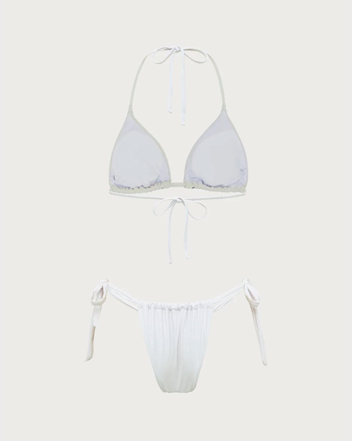 White Knit Tropical Print Bikini Set Product Image
