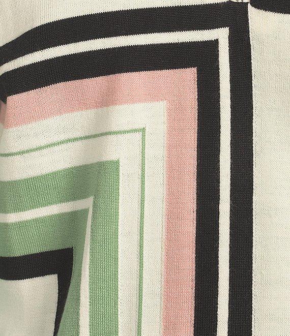 Murano From The Garden Collection Miter Stripe Snit Short Sleeve Zip Knit Polo Shirt Product Image