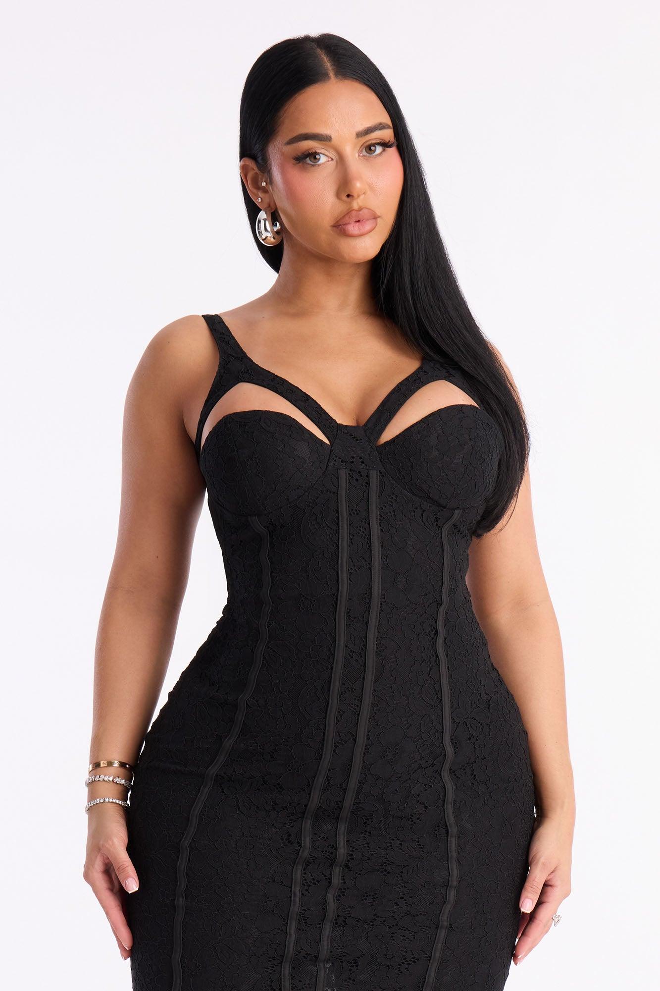 Bailey Lace Midi Dress - Black Female Product Image