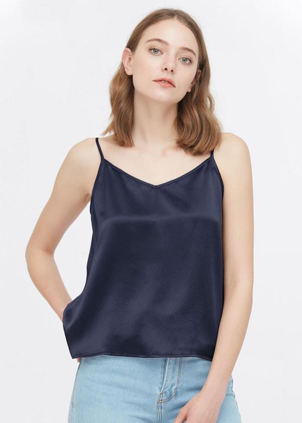  V Neck Front and Back Silk Camisole Product Image