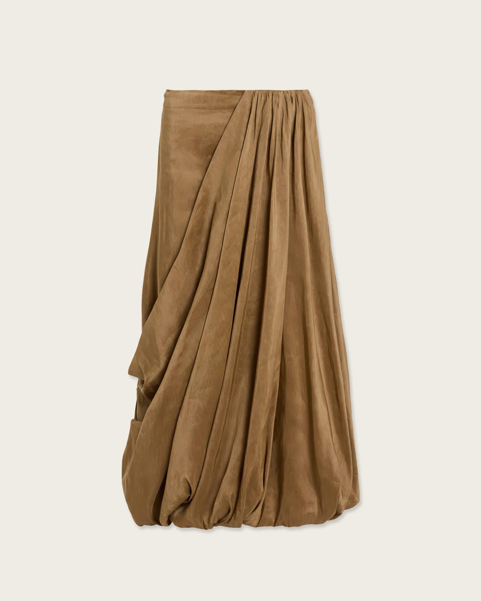 Nia Draped Midi Skirt BREEN BROWN | ALLSAINTS US Product Image