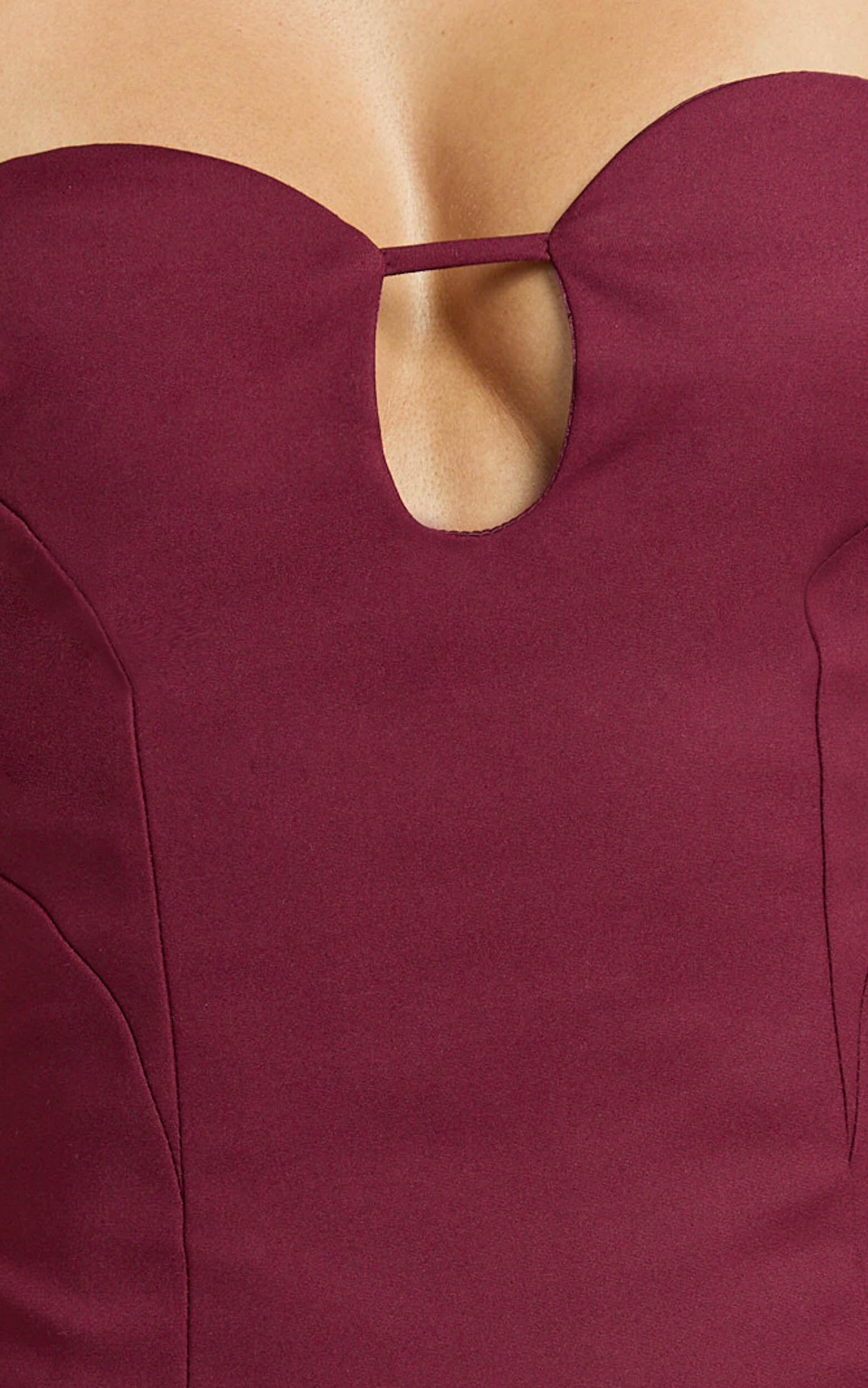Carolyn Top - Strapless Cut Out Tailored Top in Wine Product Image