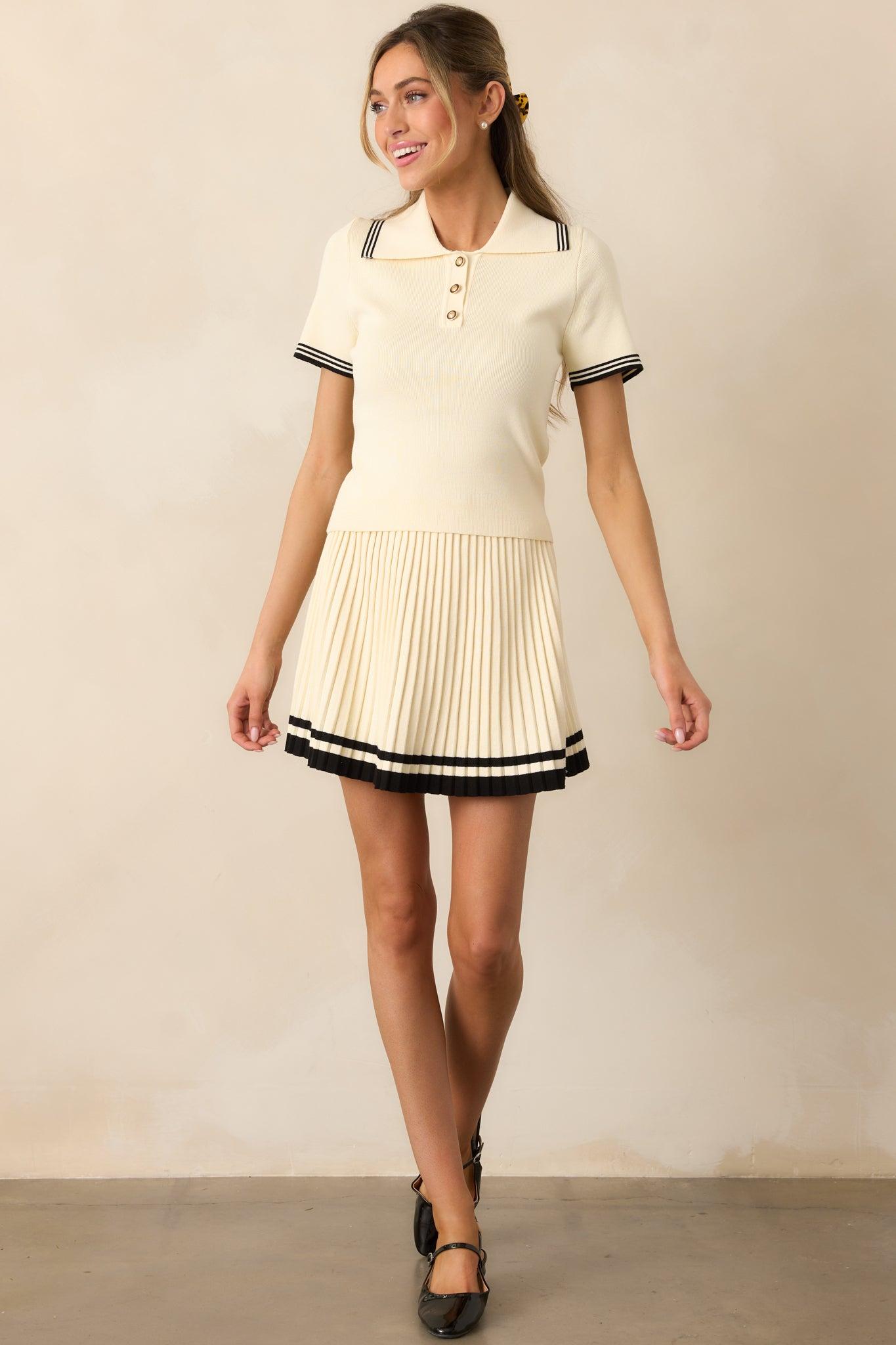 Top Of The Class Ivory Short Sleeve Polo Shirt Product Image