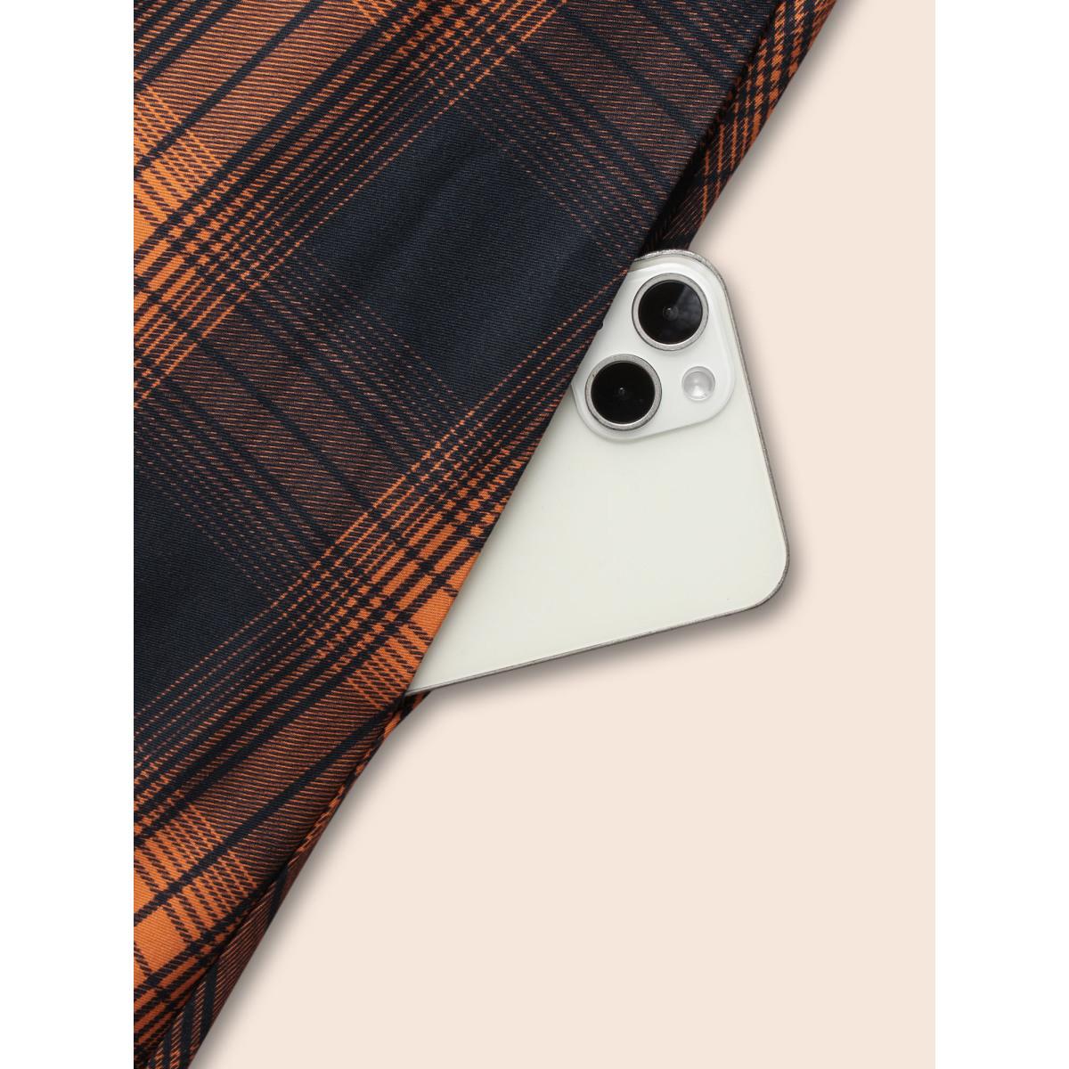 Plus Size Stretchy Plaid Contrast Splicing Midi Dress Brightorange Women Cocktail Non Party Curvy Bloomchic 18-20/2X Product Image