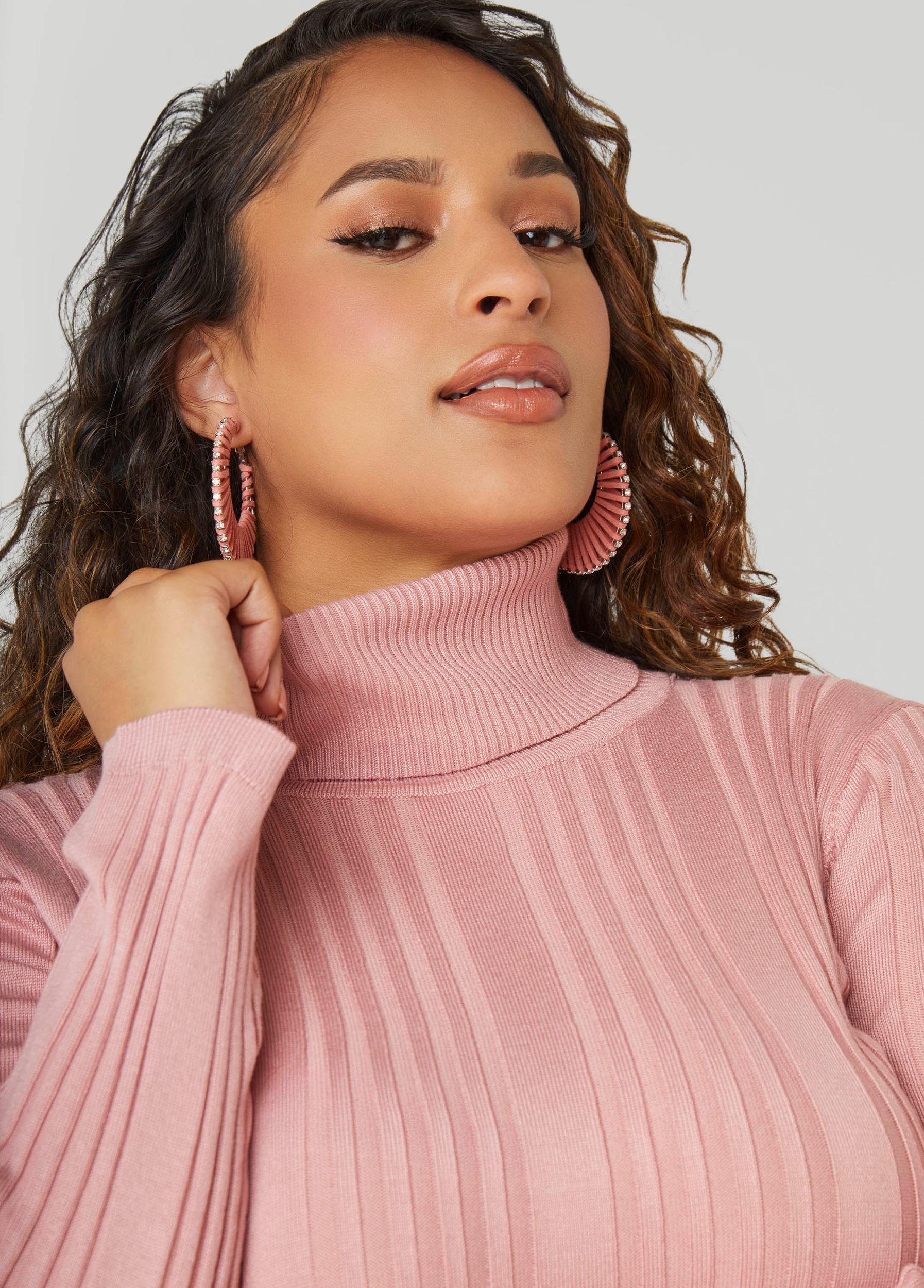 Ribbed Knit Turtleneck Sweater Product Image