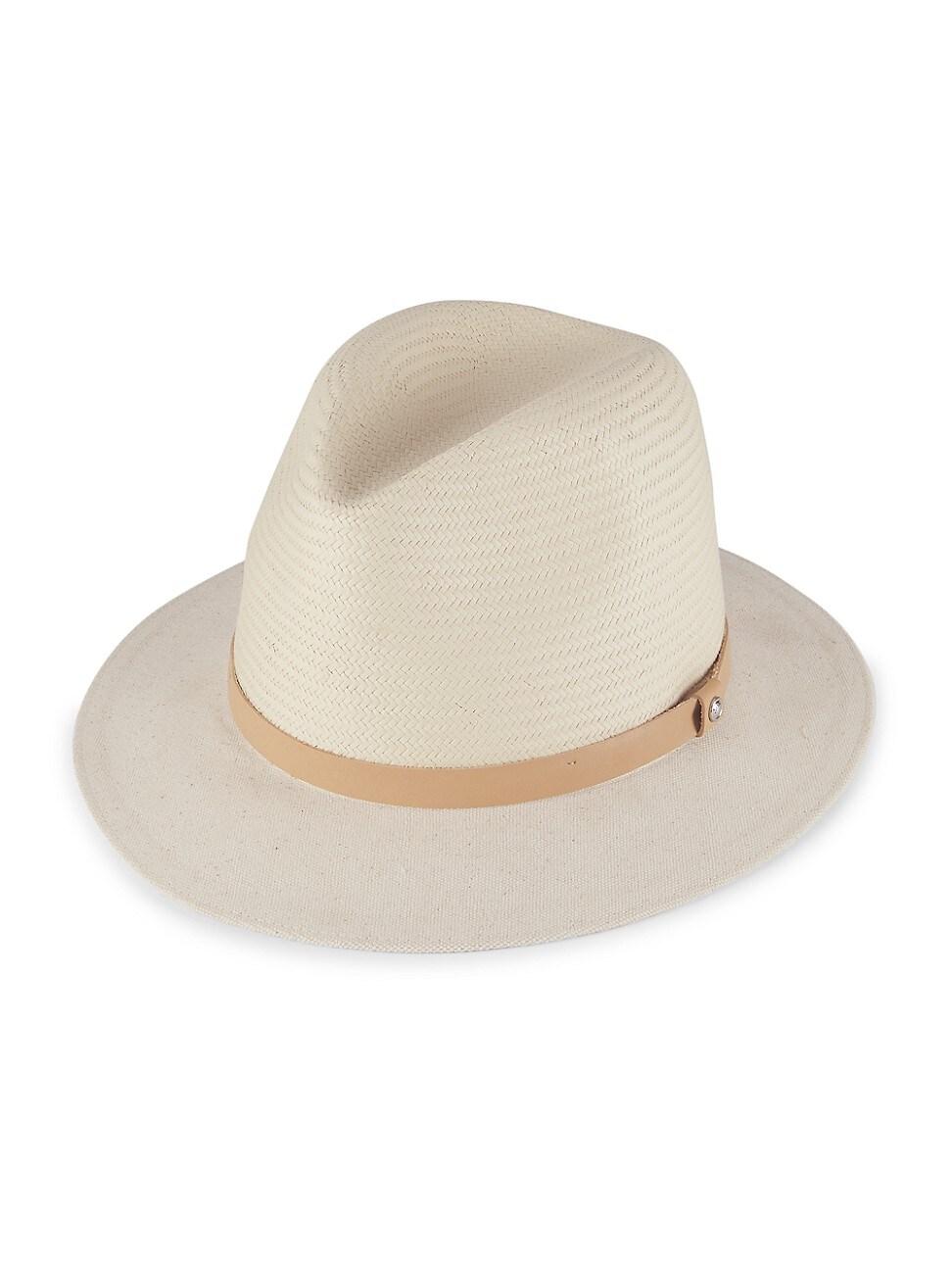 Womens Floppy Brim Straw & Canvas Fedora Product Image