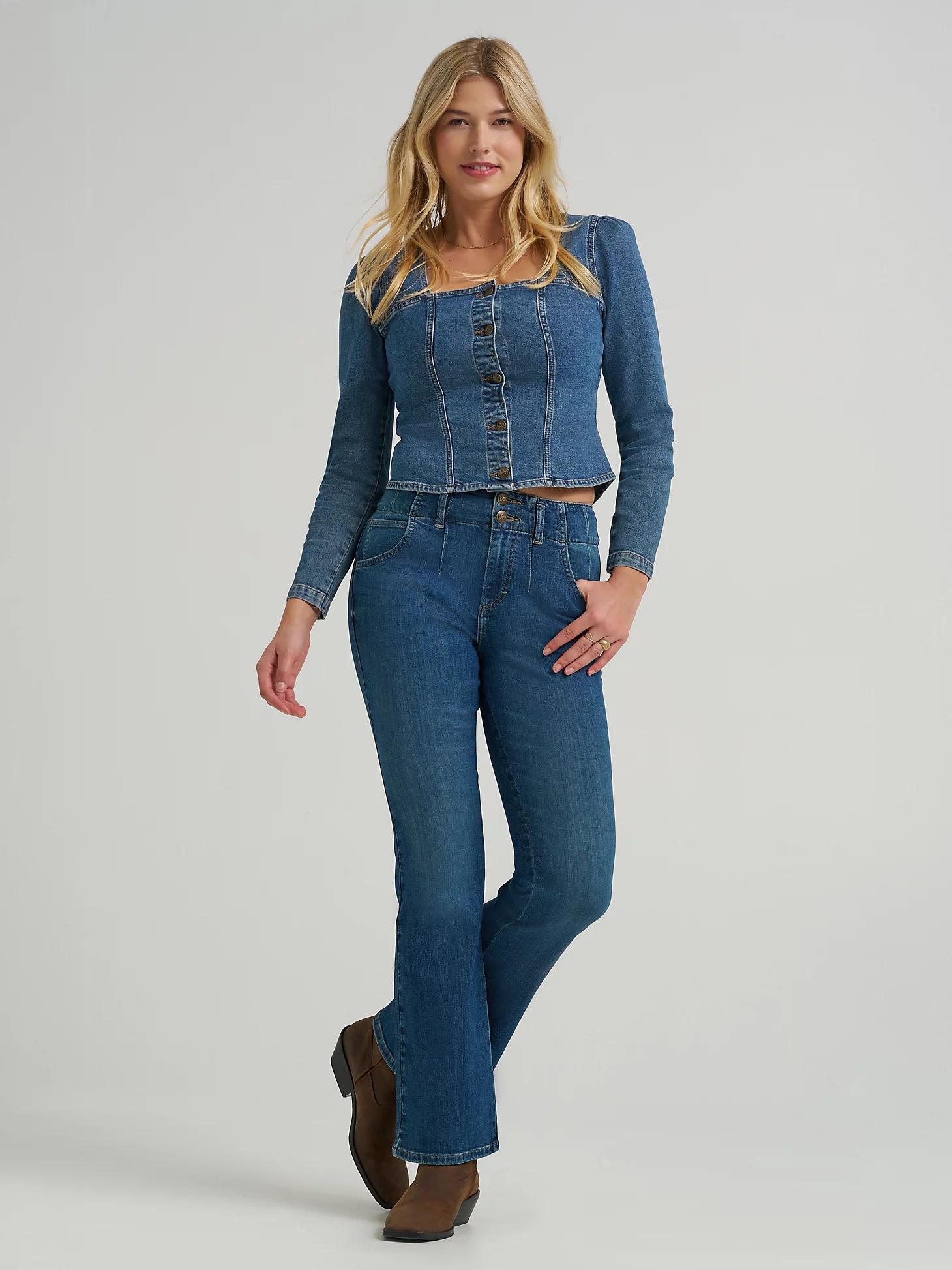 Women's Square Neck Denim Button Down Shirt | Women's Tops & Tees | Lee® Product Image