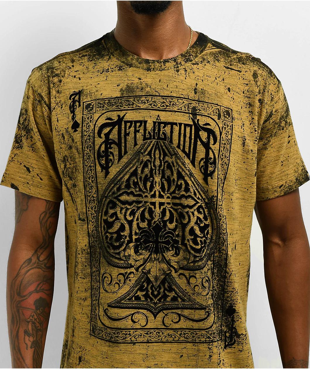 Affliction High Stakes Brown Acid Wash T-Shirt Product Image