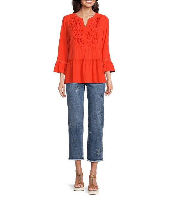 John Mark 5-Pocket Heat Set Detail Frayed Hem Cropped Jeans Product Image