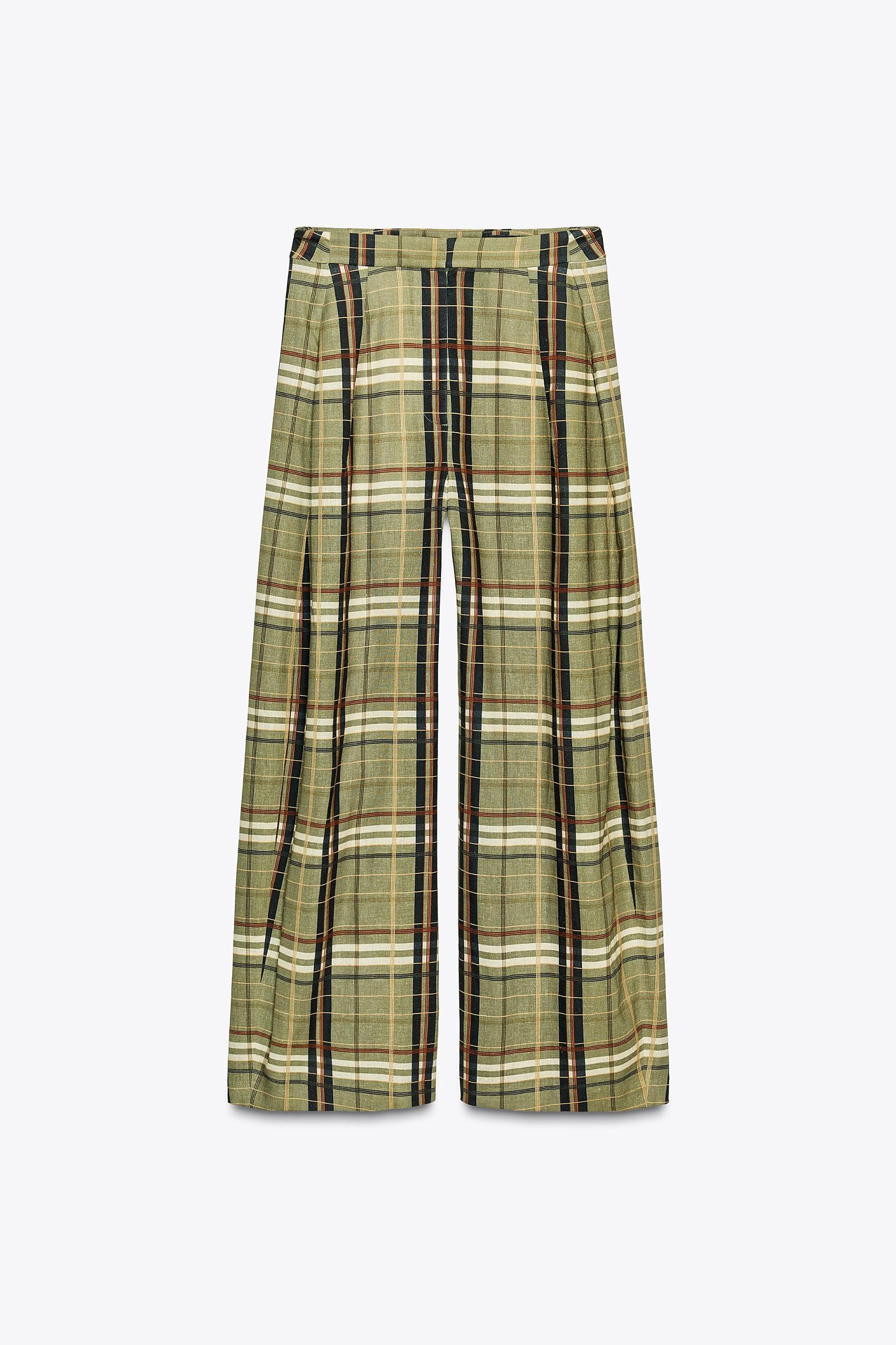 ZW COLLECTION LINEN CHECKERED PANTS Product Image