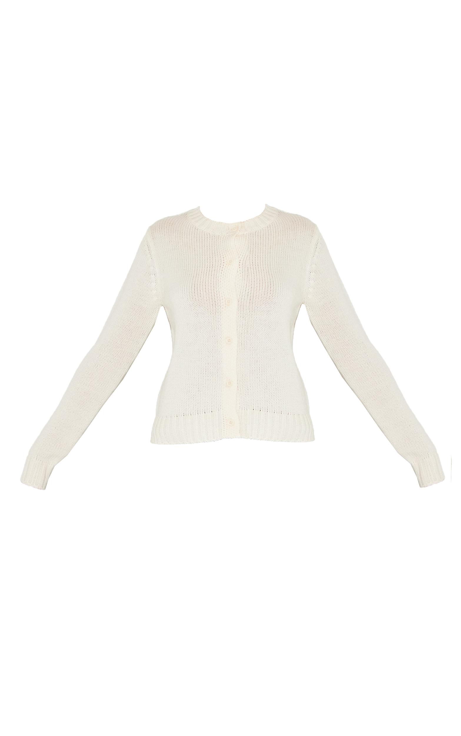 Cream Thick Knit Button Up Cardigan Product Image