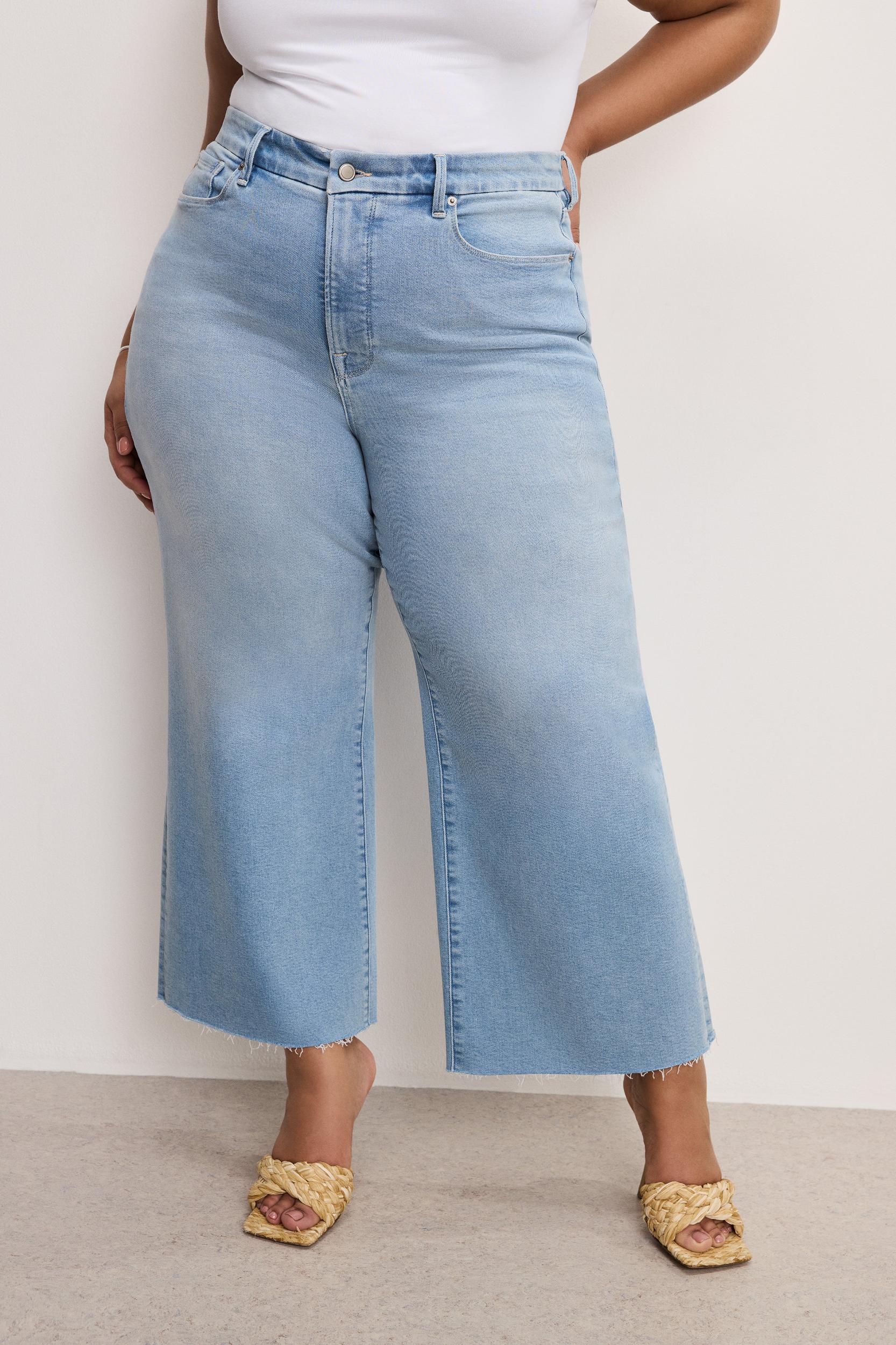 GOOD WAIST PALAZZO CROP COMPRESSION JEANS | INDIGO862 Product Image