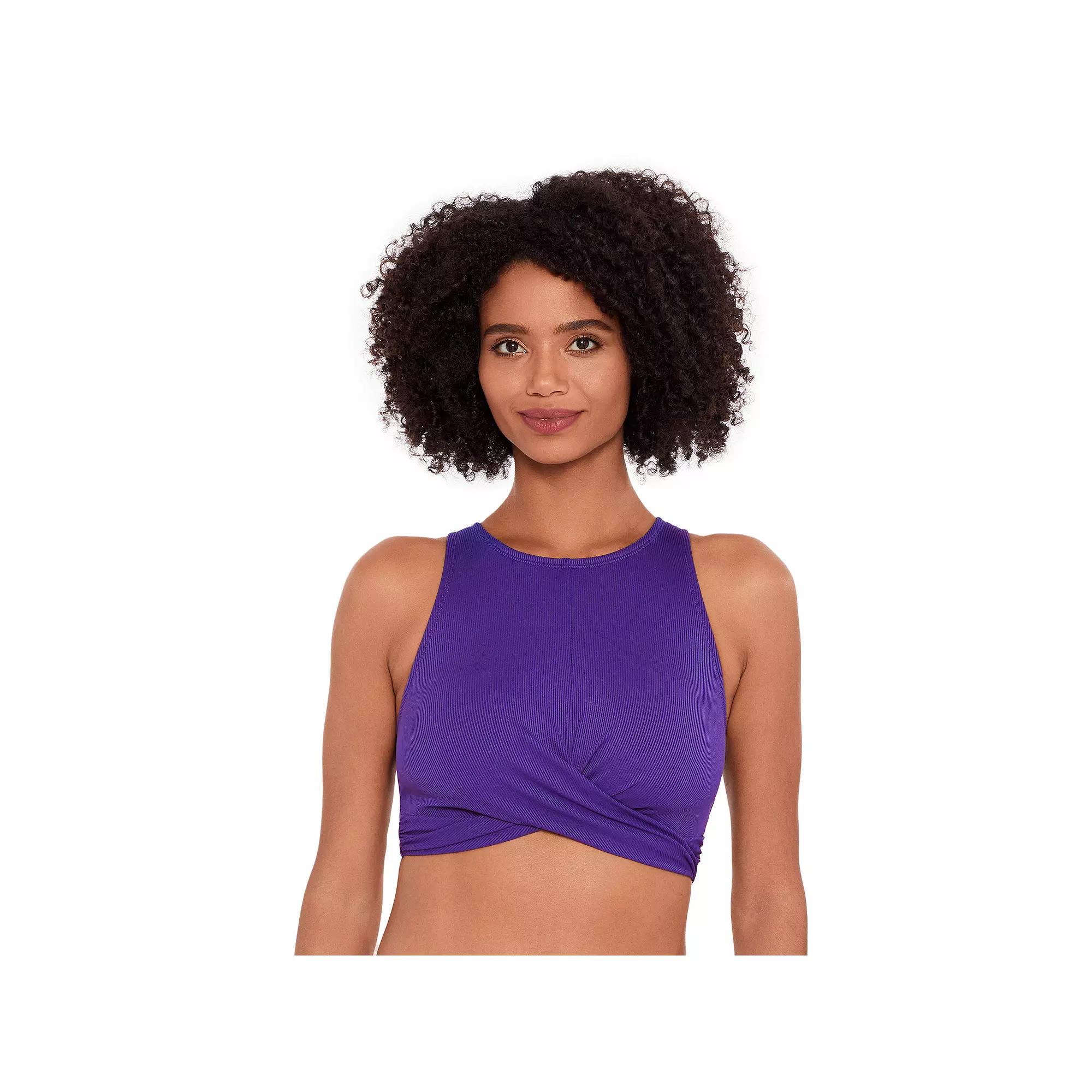 Women's Eco Beach Criss Cross Highneck Hook Back Bikini Top,  Product Image
