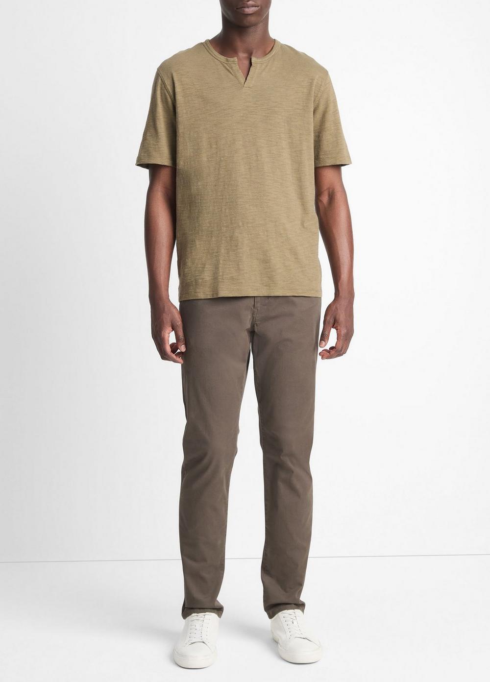 Mens Slub Cotton Split-Neck T-Shirt Vince Product Image