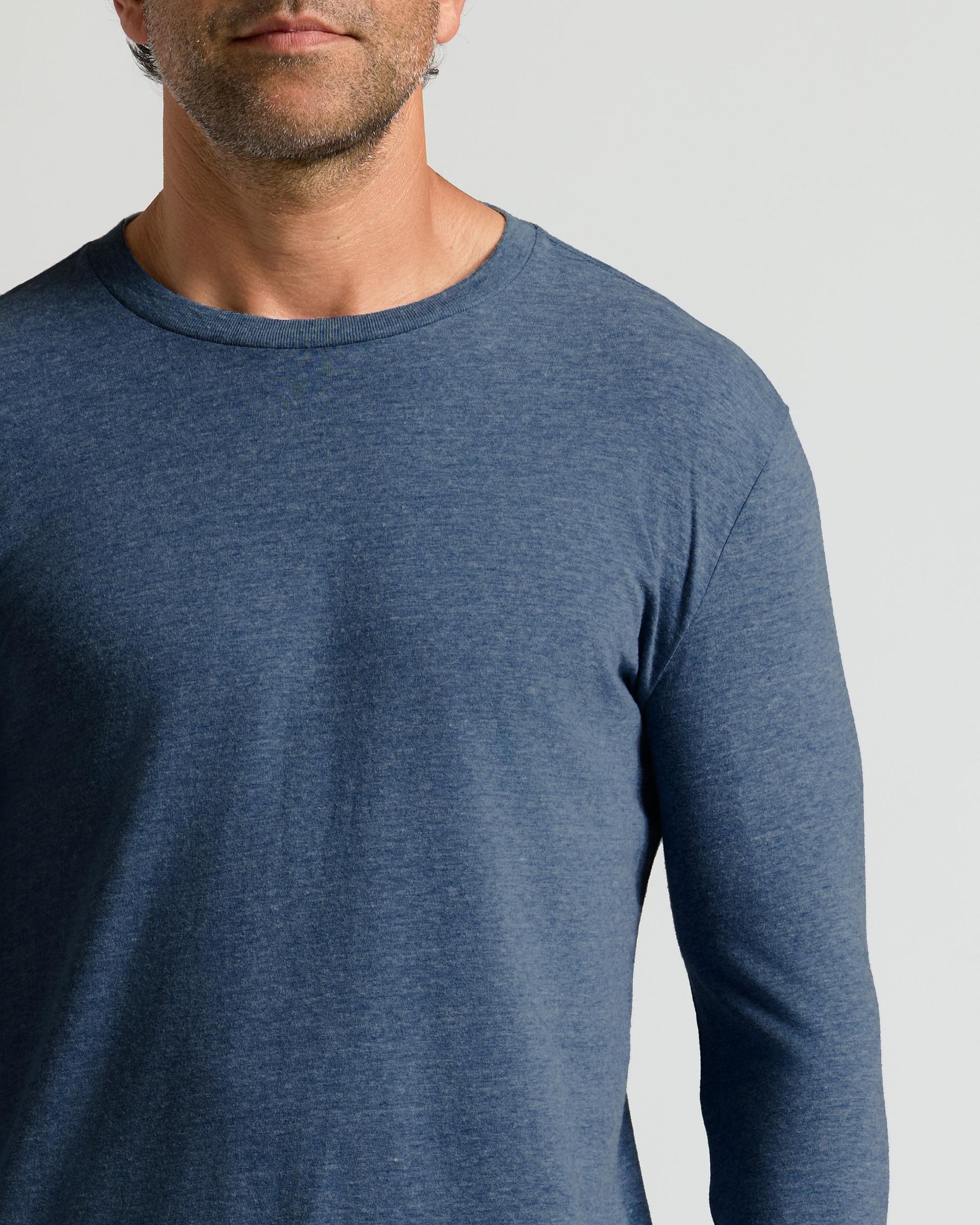 Heather Navy Classic Long Sleeve Crew Neck Product Image