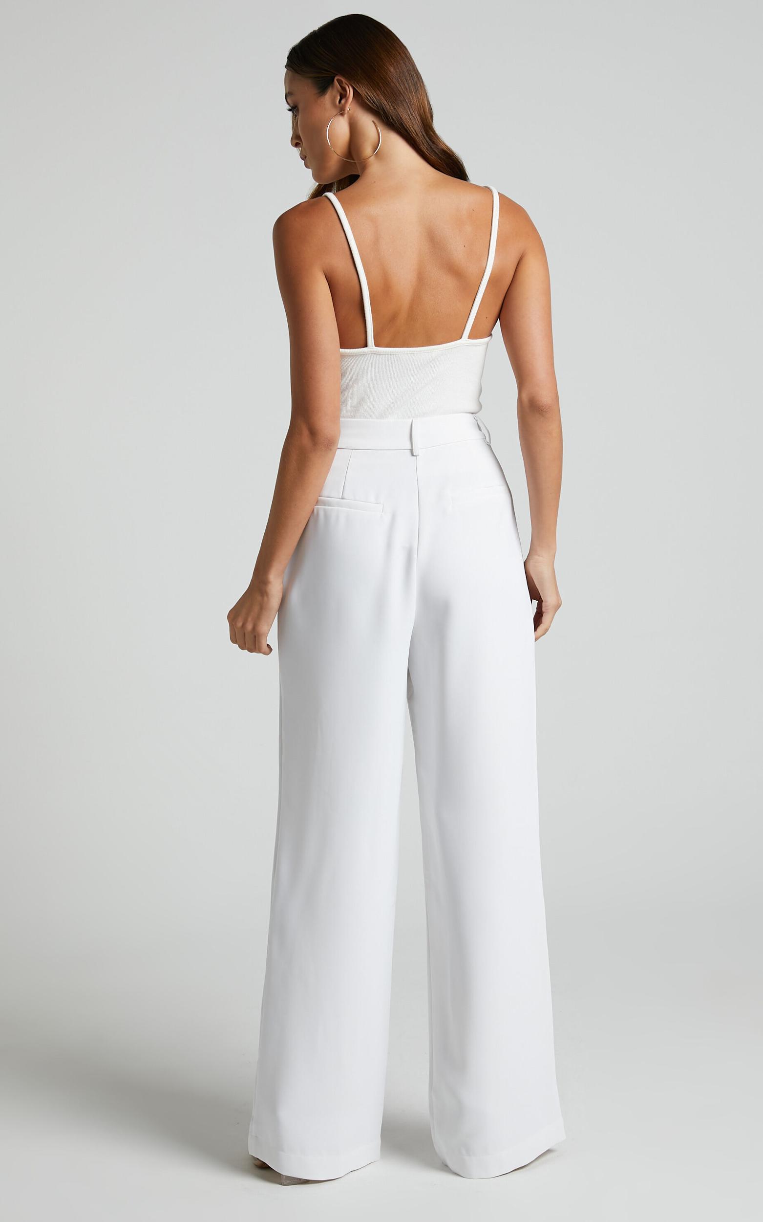 Bonnie Pants - High Waisted Tailored Wide Leg Pants in White Product Image