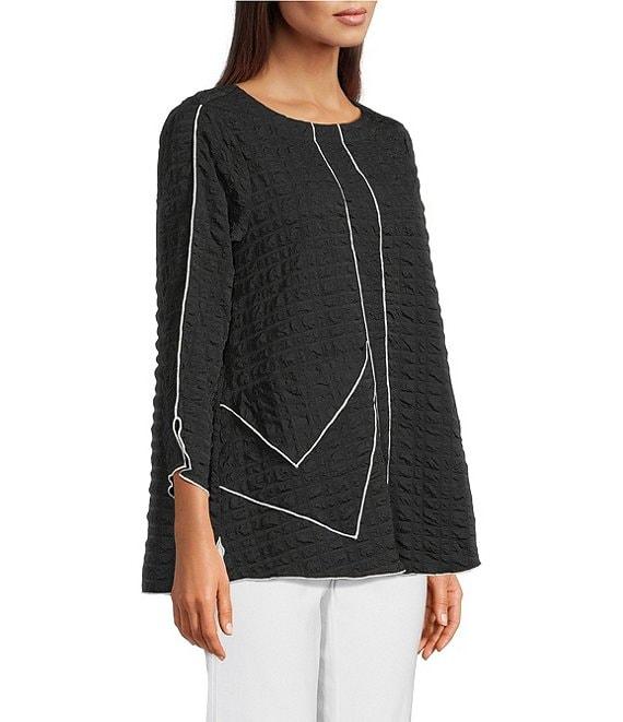Ali Miles Textured Woven Scoop Neck 3/4 Sleeve Tunic Product Image