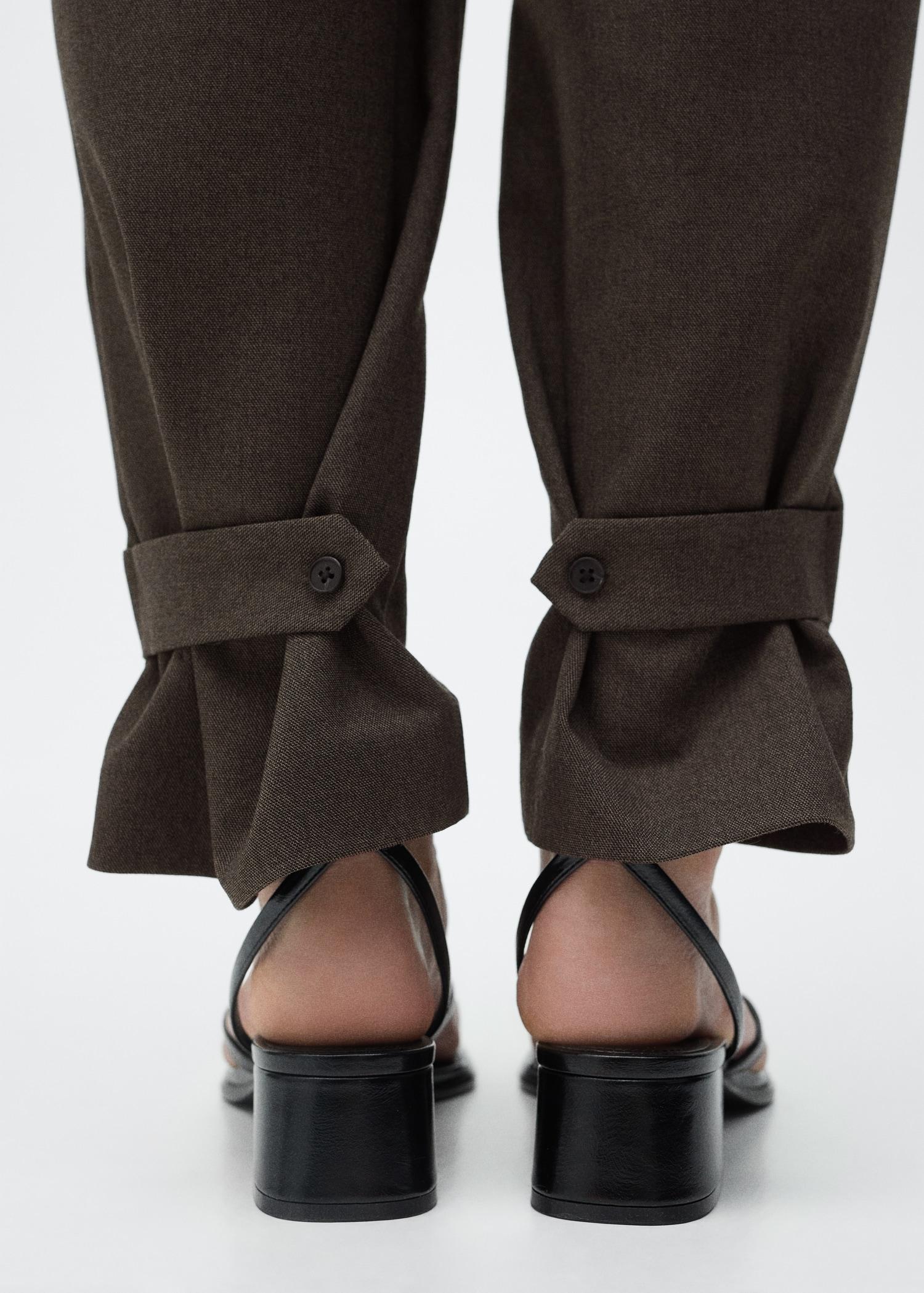 Buttoned-hem wide-leg pants - Women | MANGO USA Product Image
