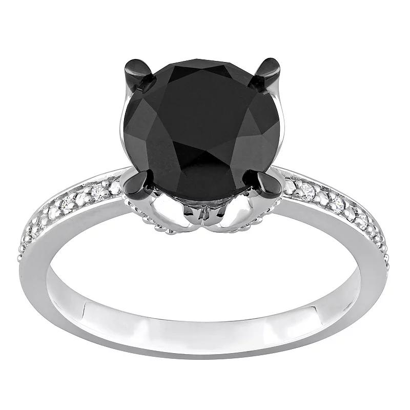 Stella Grace 14k White Gold 3 Carat T.W. Black & White Diamond Engagement Ring, Women's,  Product Image