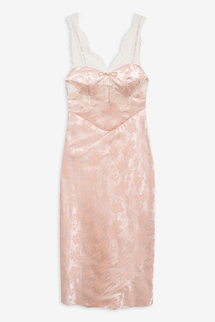 Audrey Jacquard Midi Slip — Peach Product Image